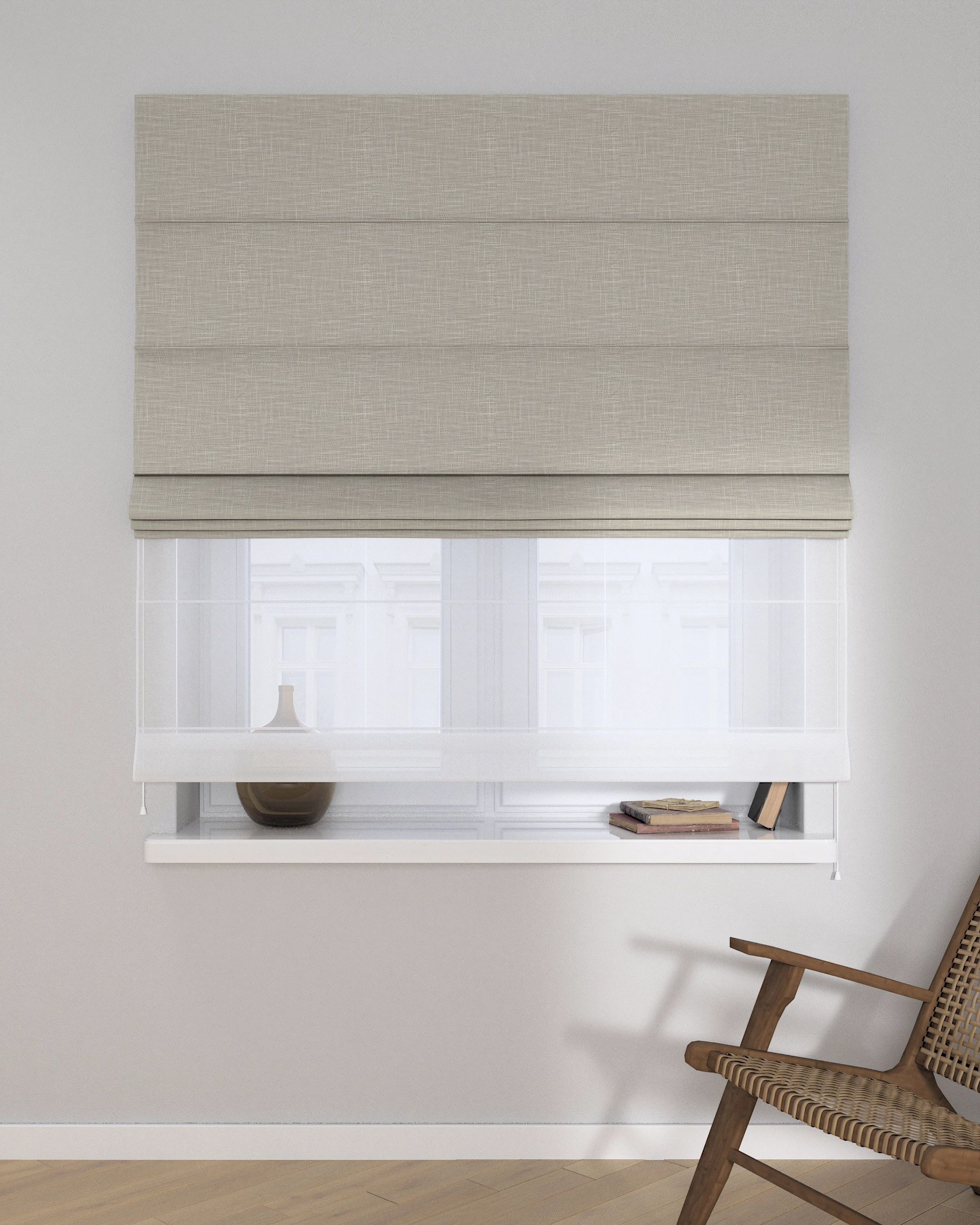 Vouwgordijn Duo kleur product beige stof met structuur (hover)