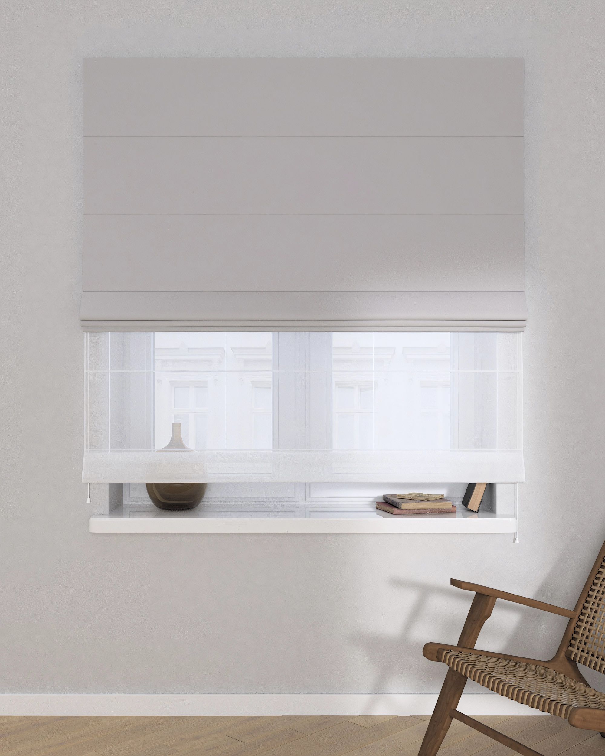 Vouwgordijn Duo kleur product grijs stof verduisterend (hover)