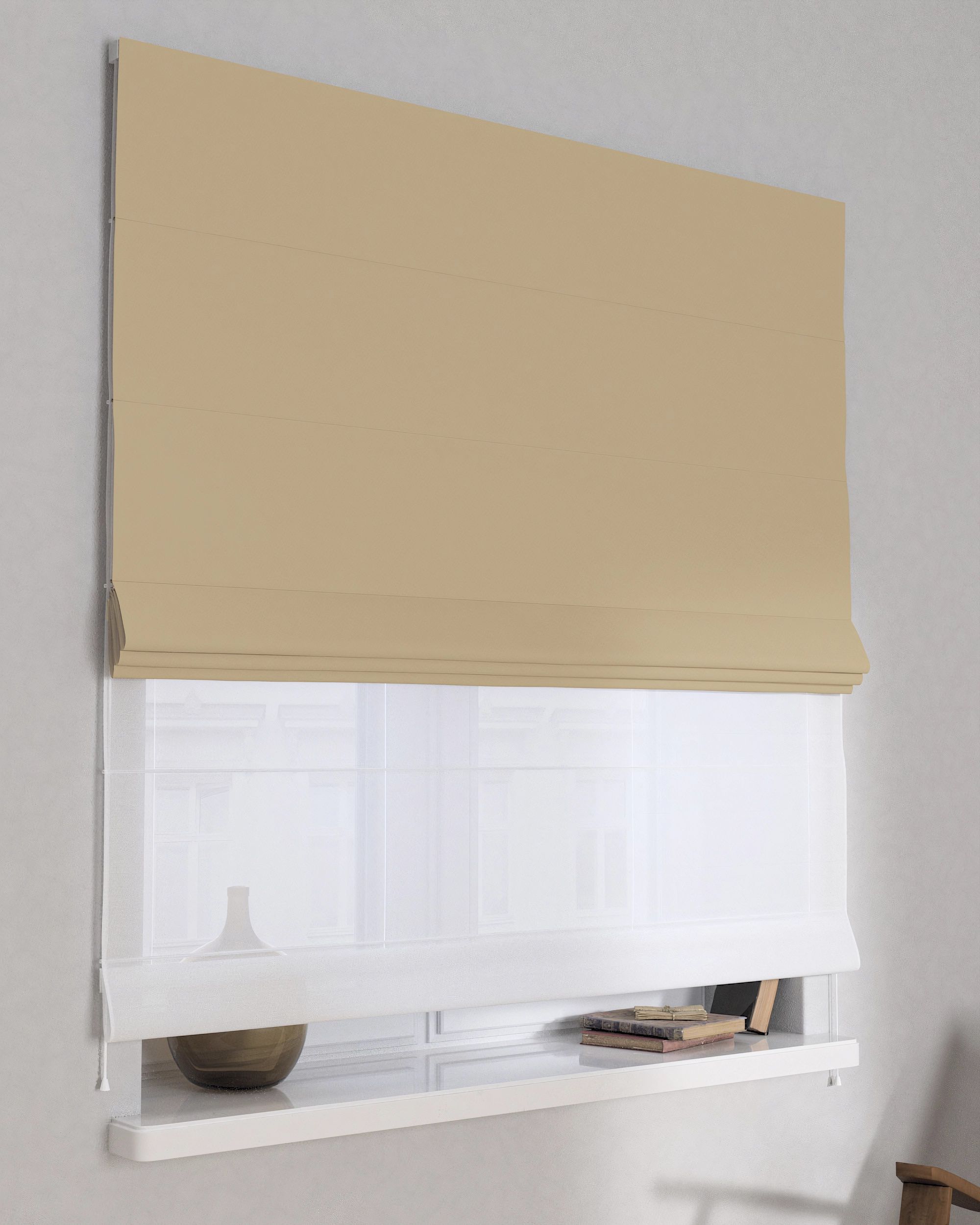Vouwgordijn Duo kleur product goud stof verduisterend