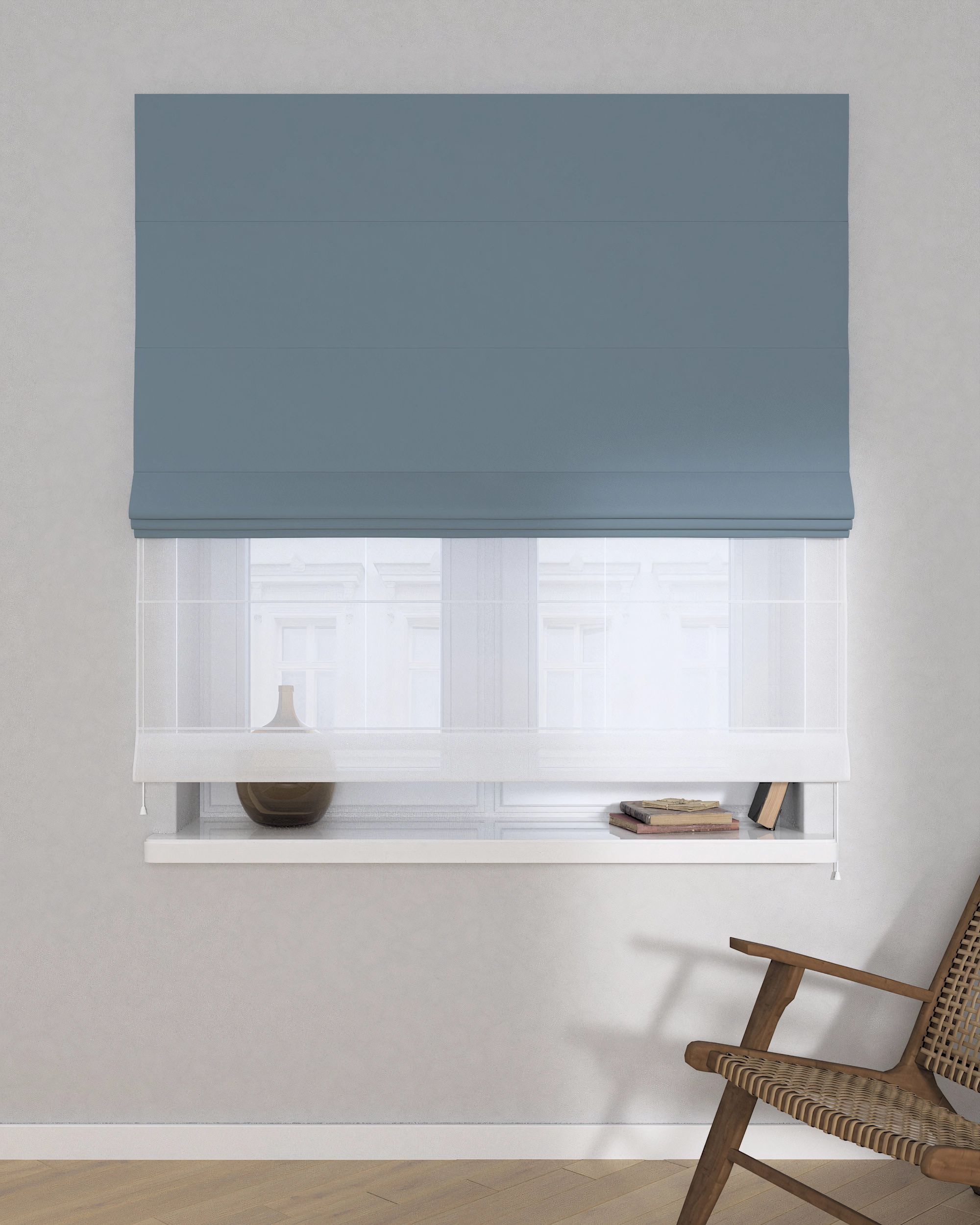 Vouwgordijn Duo kleur product blauw stof verduisterend (hover)