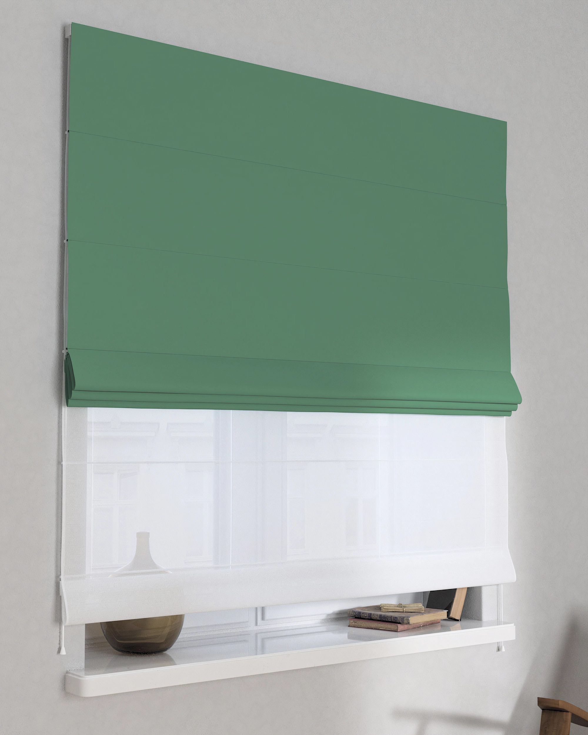Vouwgordijn Duo kleur product groen stof verduisterend