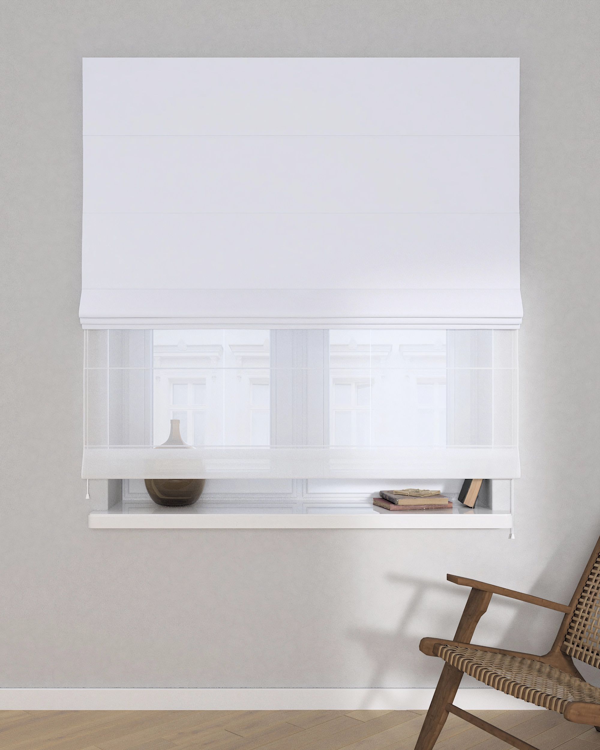 Vouwgordijn Duo kleur product wit stof verduisterend (hover)