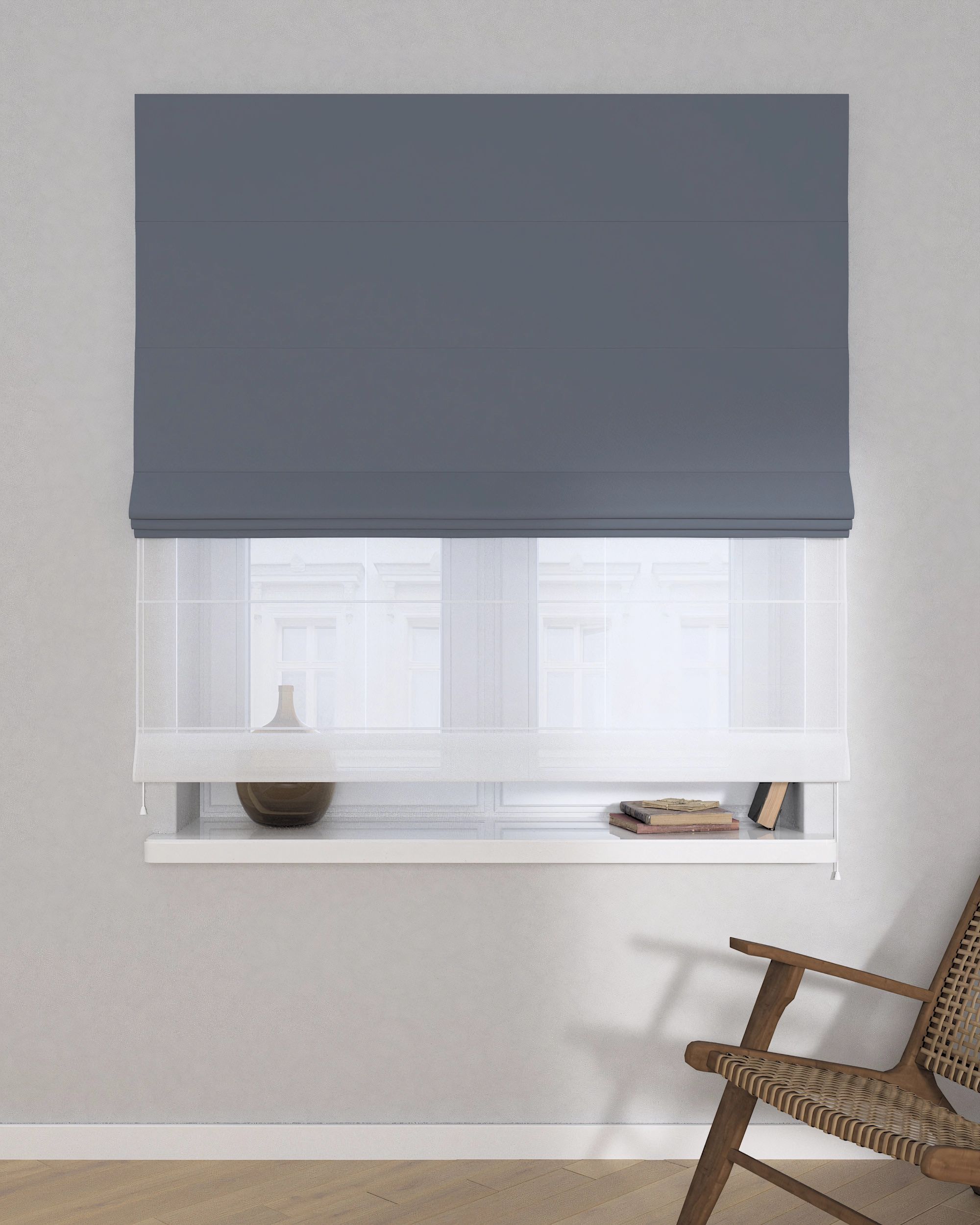 Vouwgordijn Duo kleur product grijs stof verduisterend (hover)