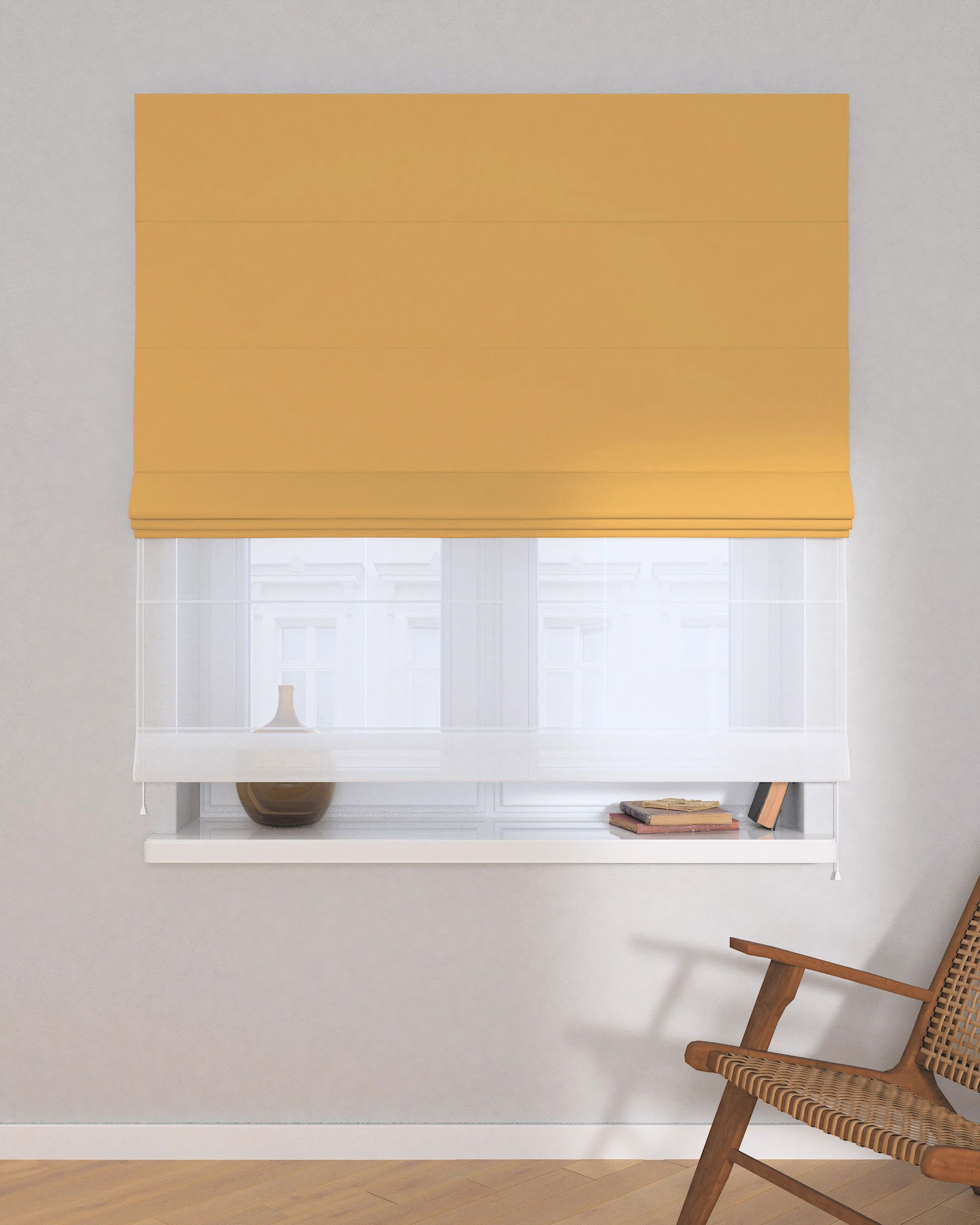 Vouwgordijn Duo kleur product geel stof verduisterend (hover)