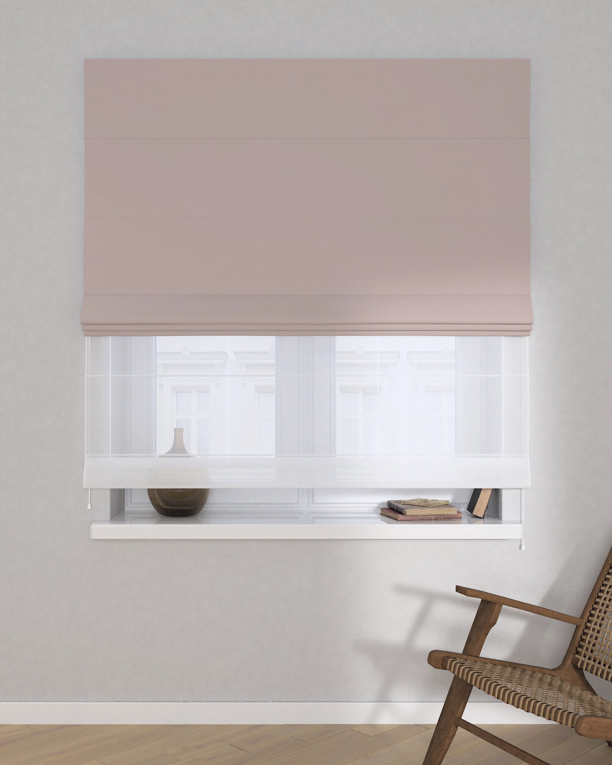 Vouwgordijn Duo kleur product beige stof verduisterend (hover)