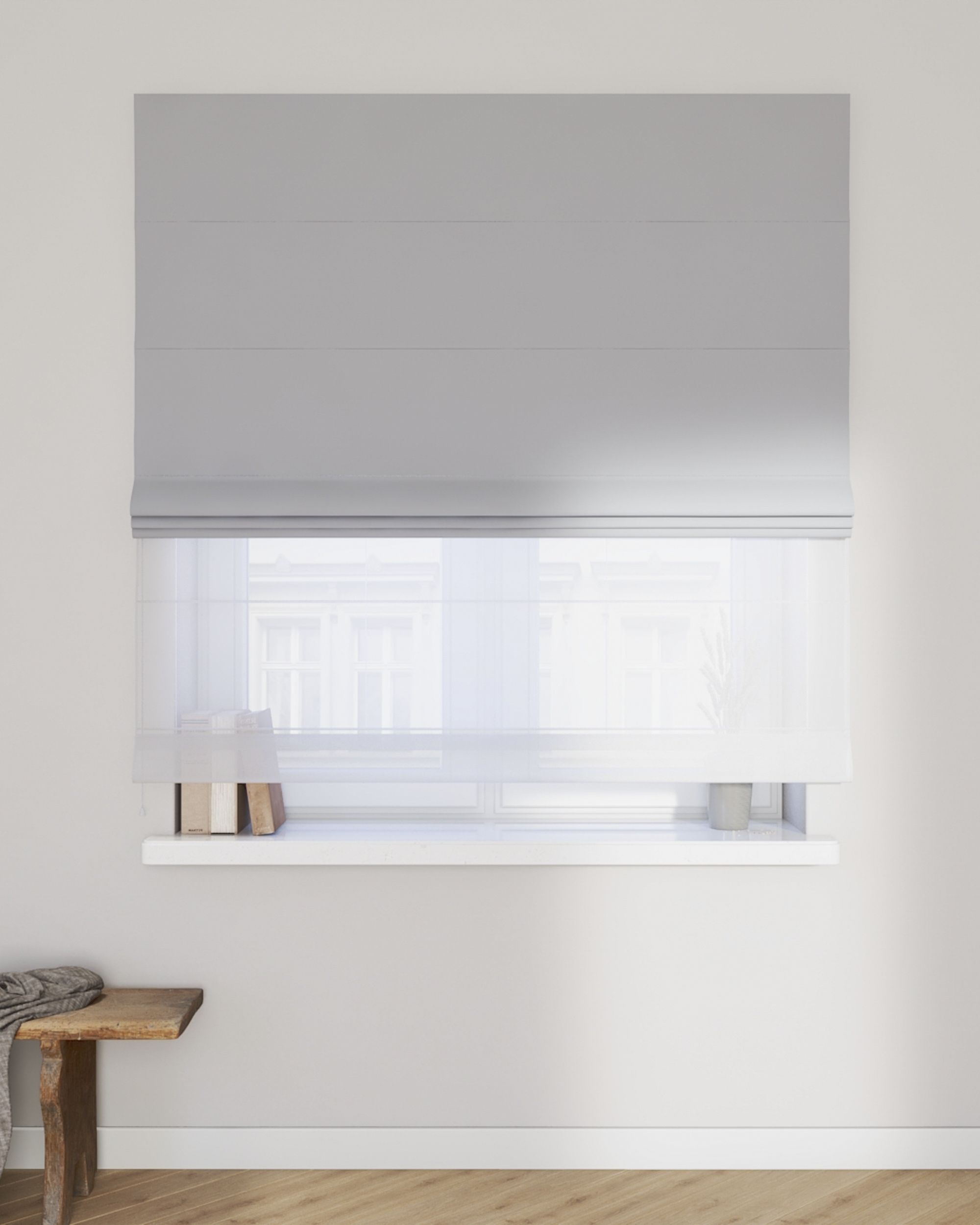 Vouwgordijn Duo kleur product grijs stof verduisterend (hover)