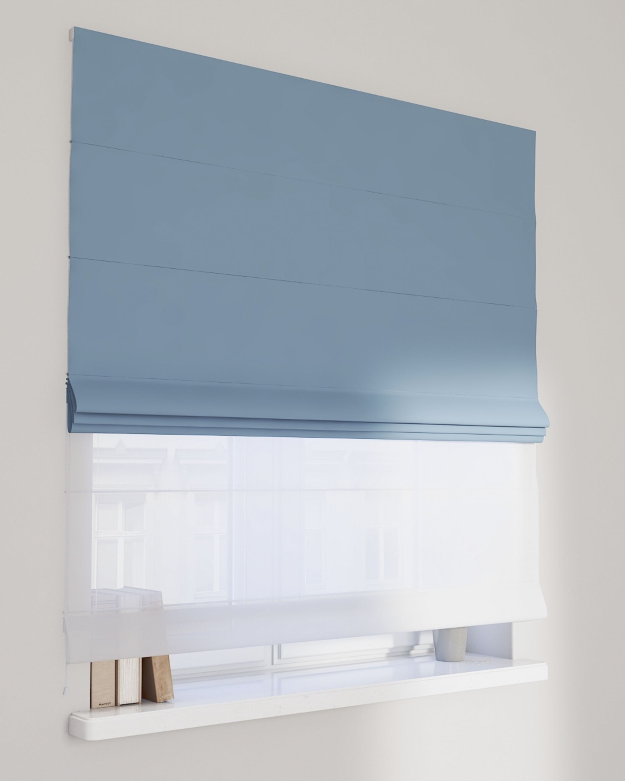 Vouwgordijn Duo kleur product blauw stof verduisterend
