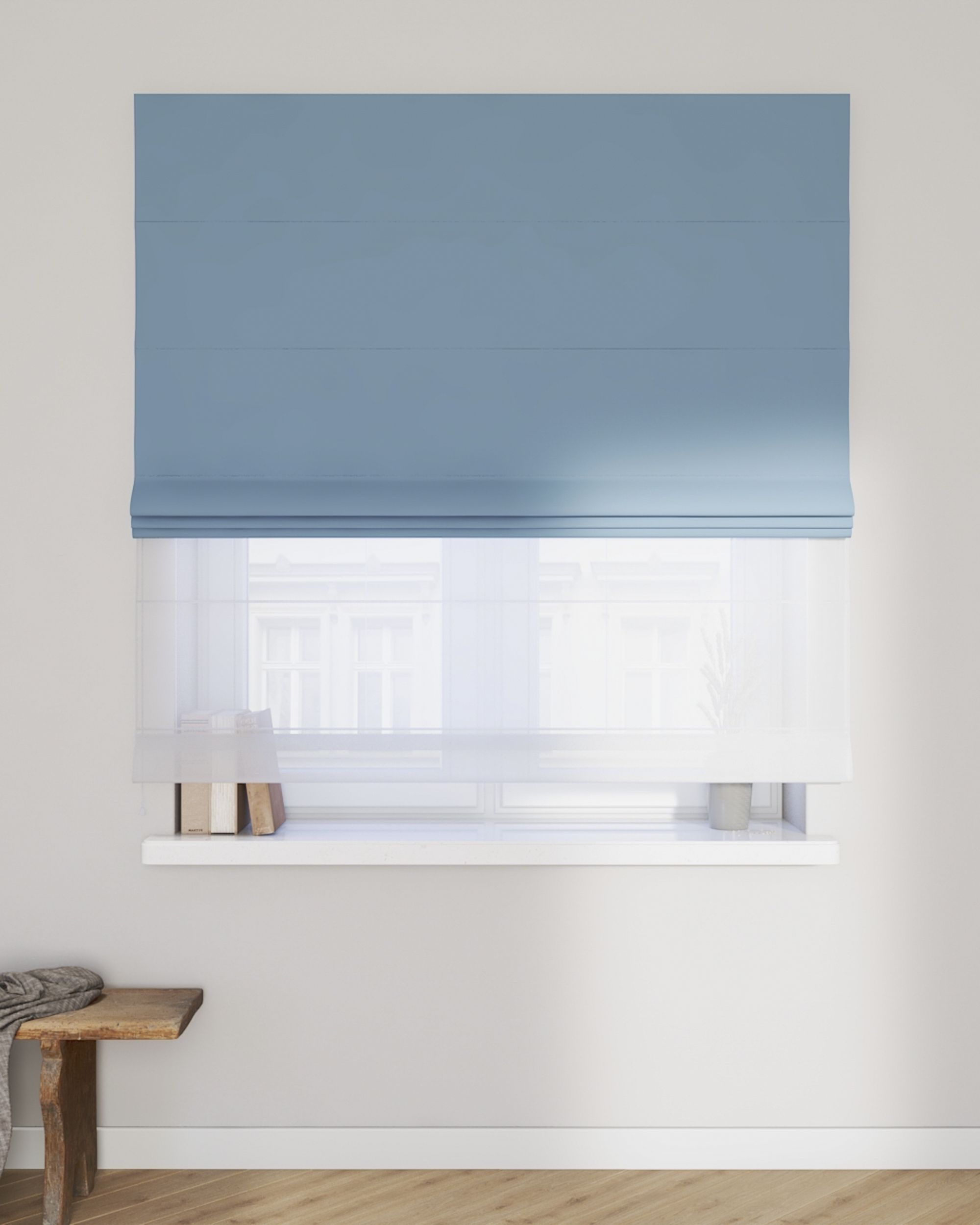 Vouwgordijn Duo kleur product blauw stof verduisterend (hover)