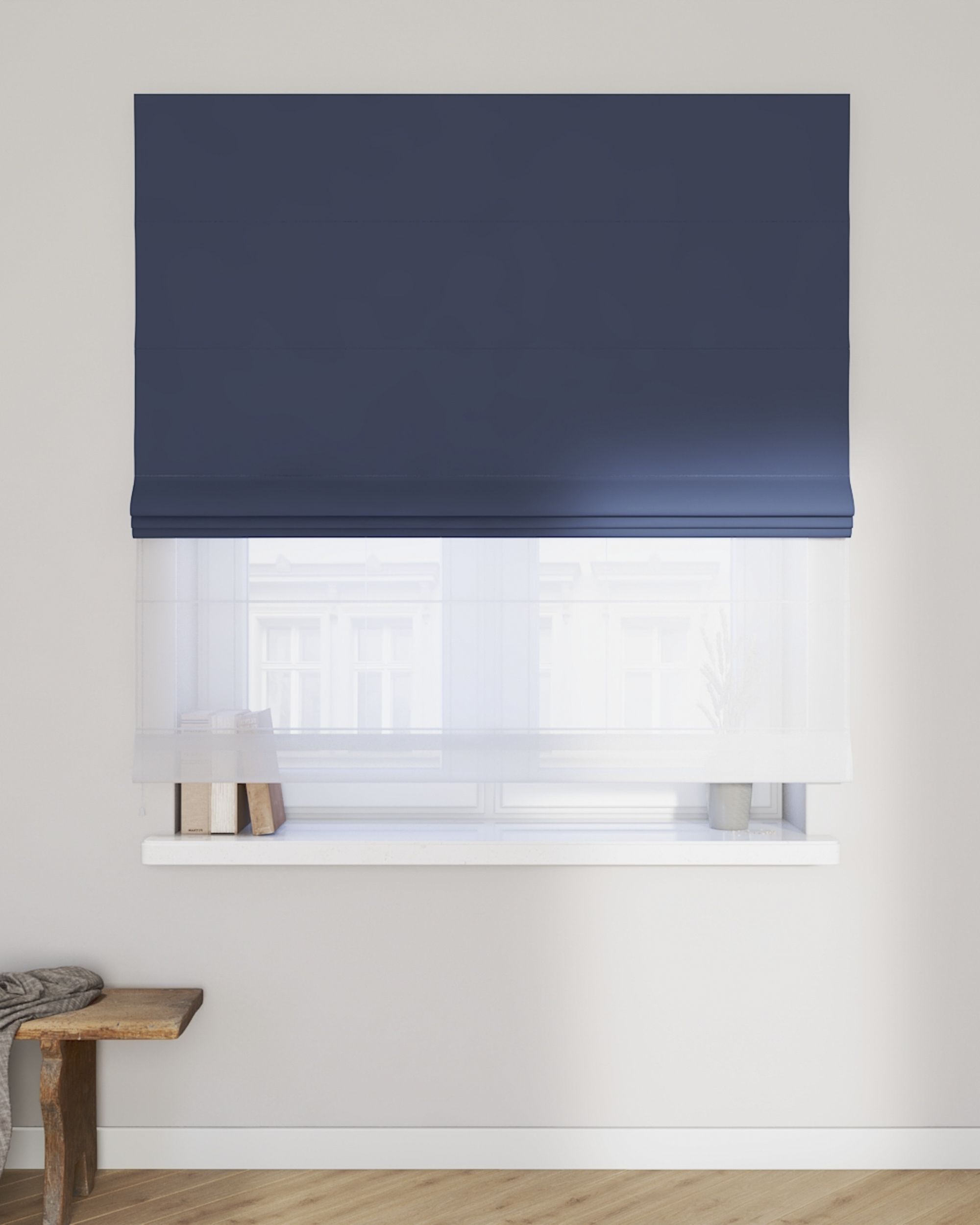 Vouwgordijn Duo kleur product donkerblauw stof verduisterend (hover)