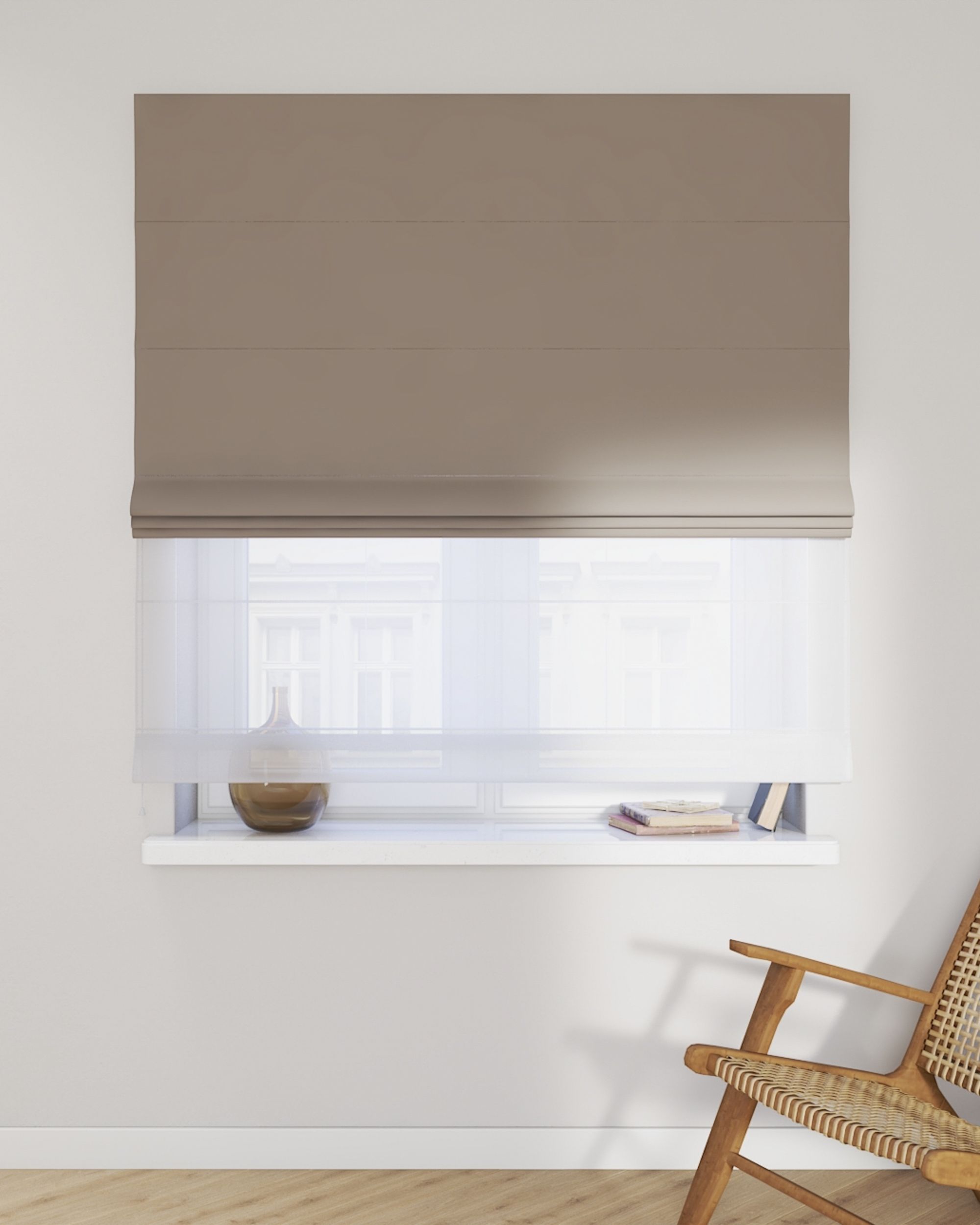 Vouwgordijn Duo kleur product beige stof verduisterend (hover)