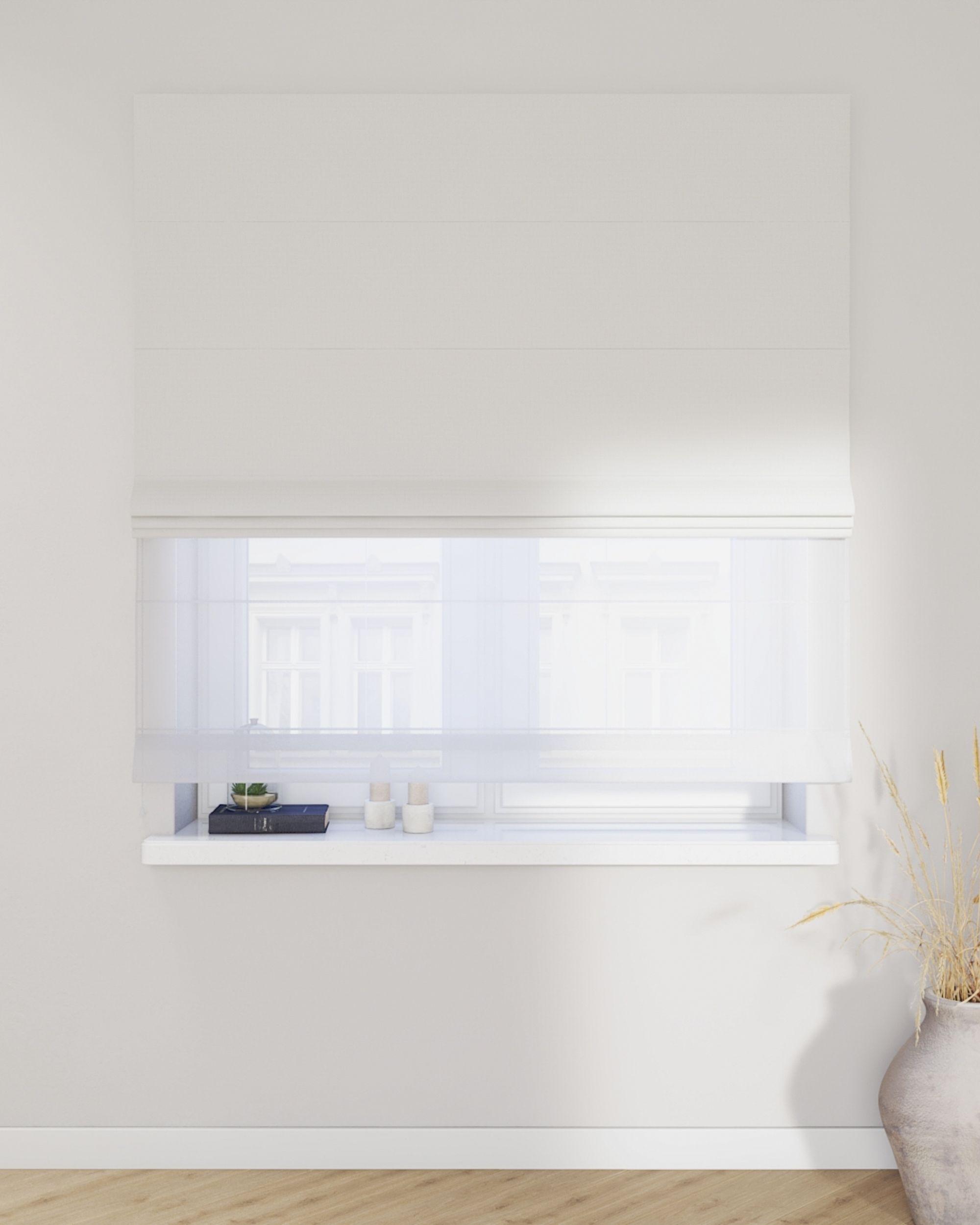 Vouwgordijn Duo kleur product wit stof met structuur, verduisterend (hover)