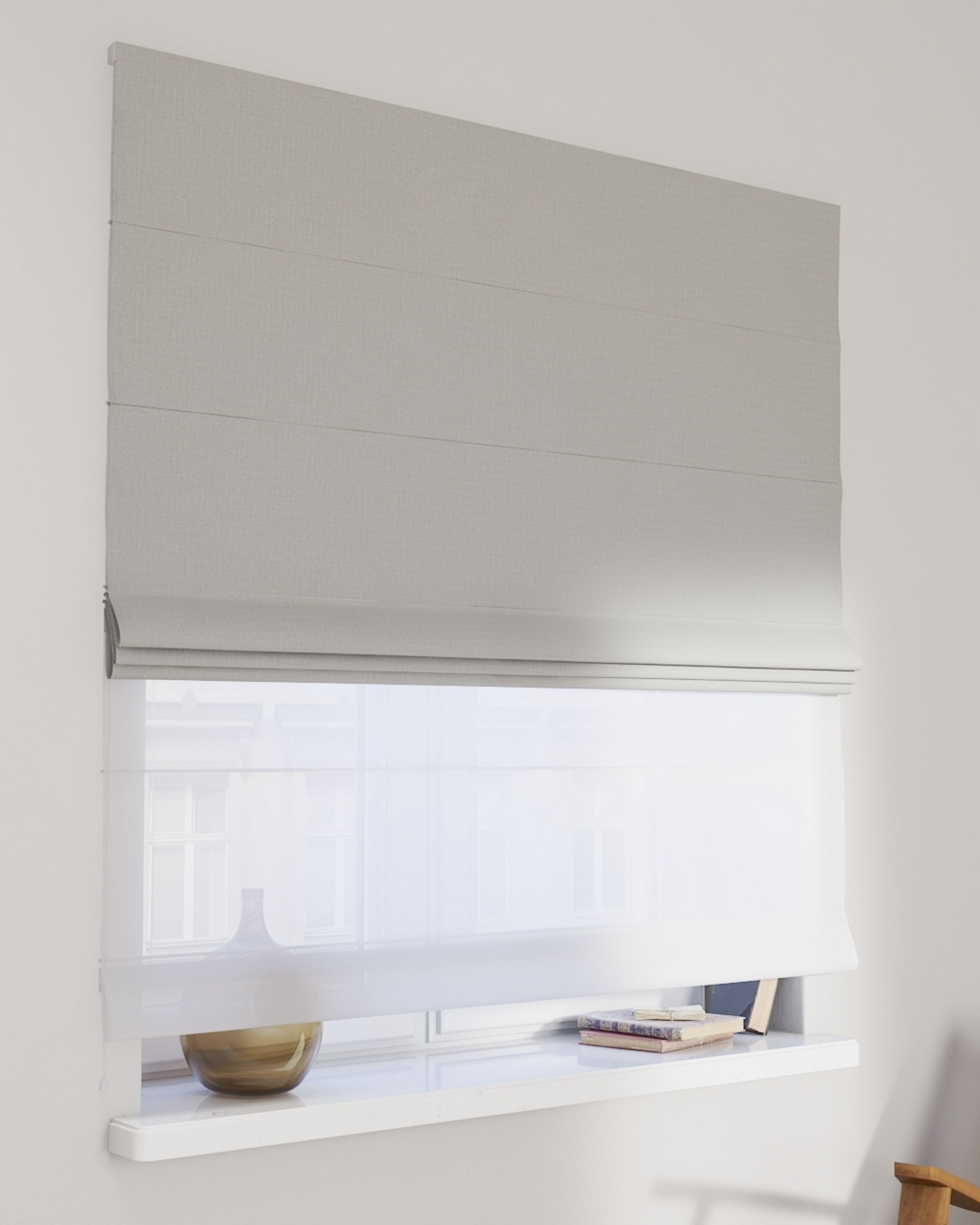 Vouwgordijn Duo kleur product grijs stof met structuur, verduisterend