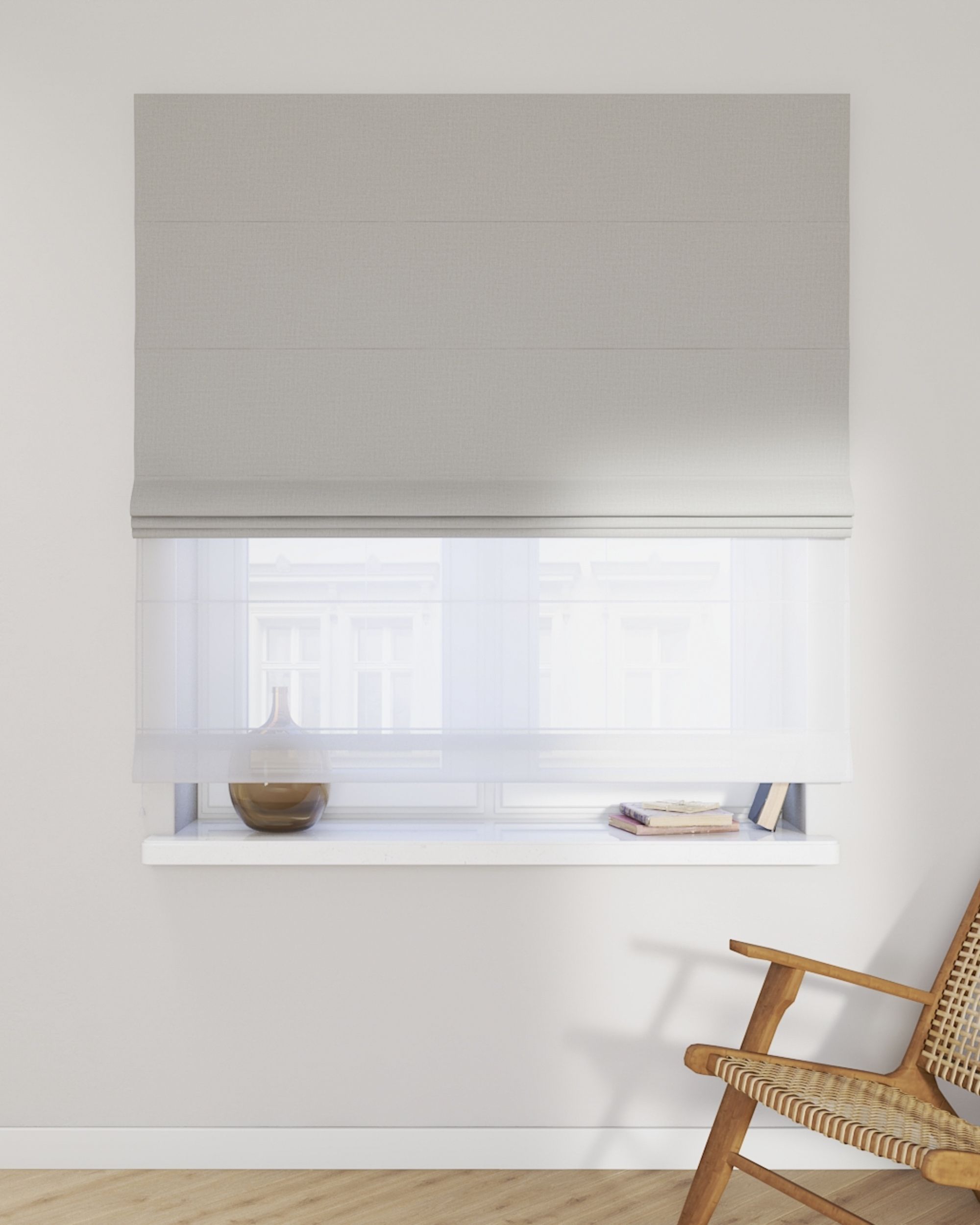 Vouwgordijn Duo kleur product grijs stof met structuur, verduisterend (hover)