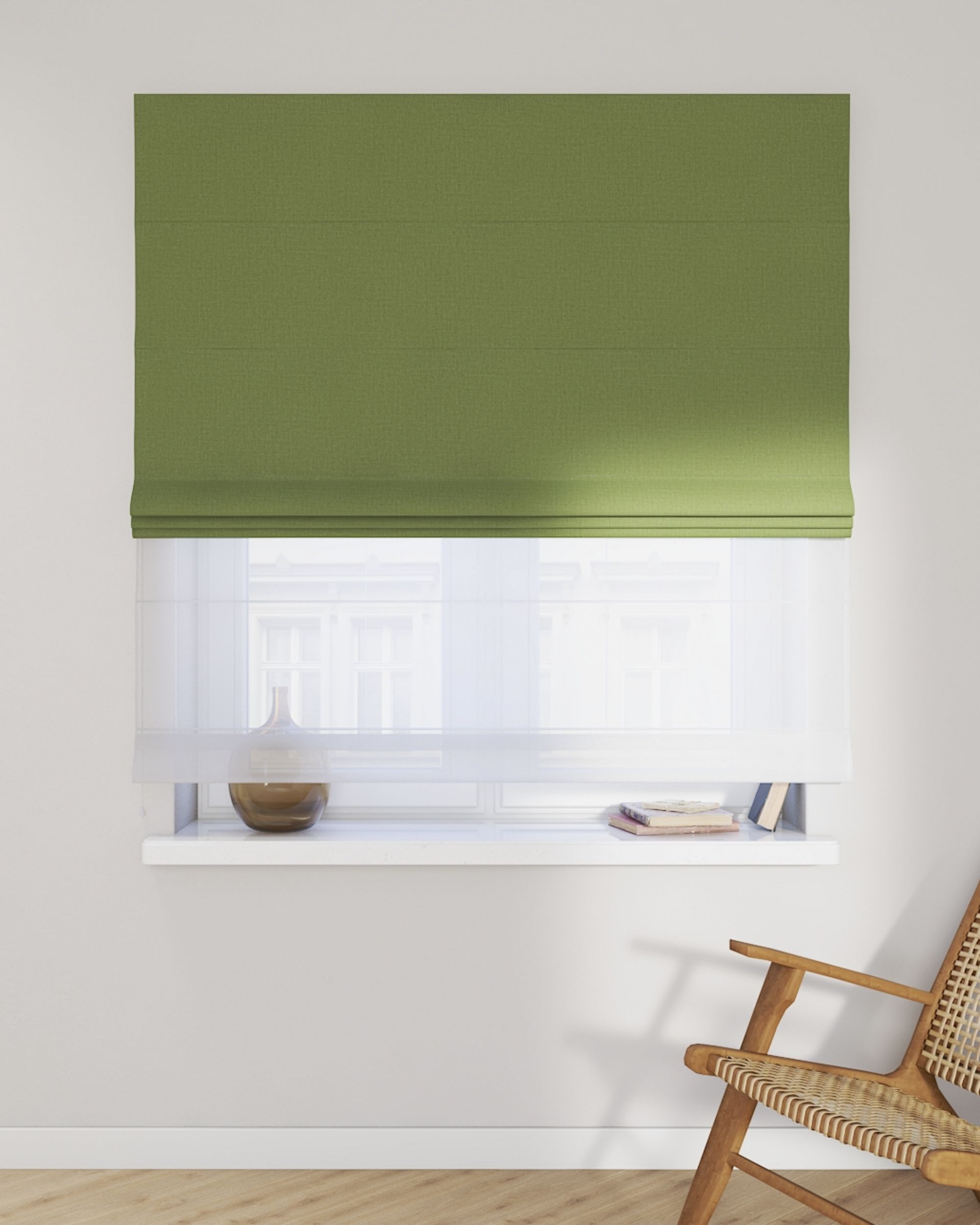Vouwgordijn Duo kleur product groen stof met structuur, verduisterend (hover)