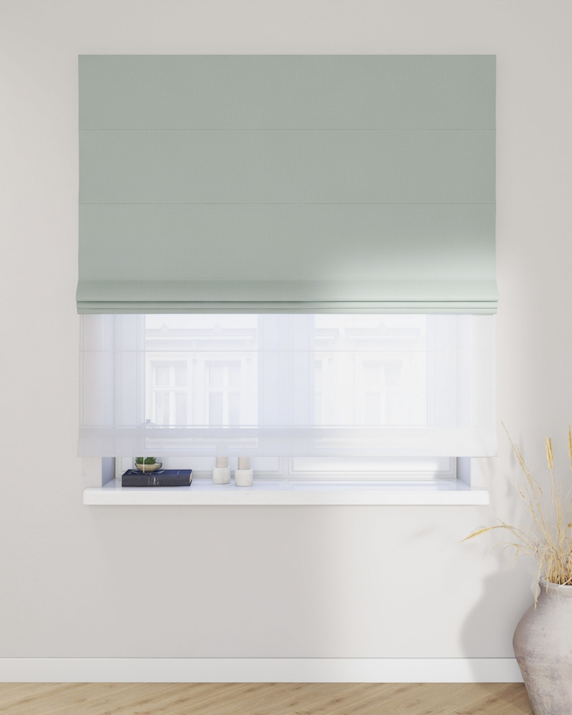 Vouwgordijn Duo kleur product groen stof met structuur, verduisterend (hover)