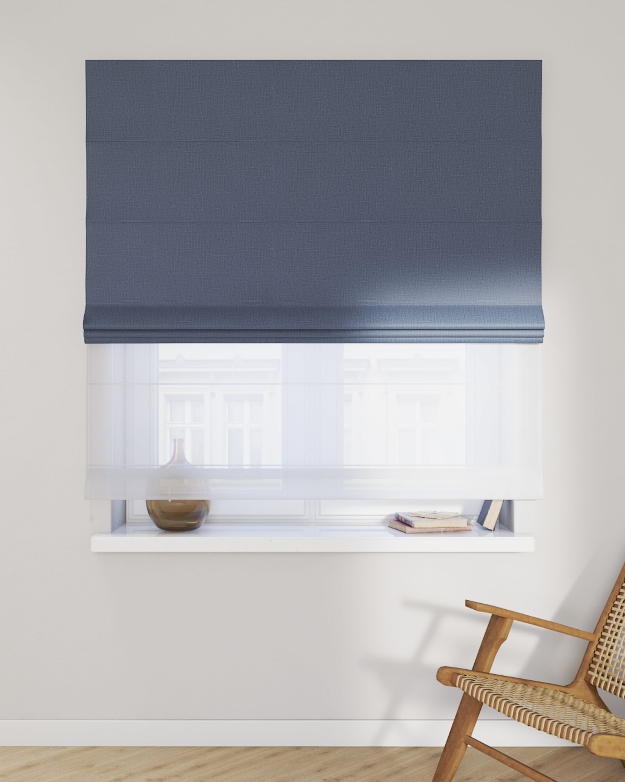 Vouwgordijn Duo kleur product blauw stof met structuur, verduisterend (hover)