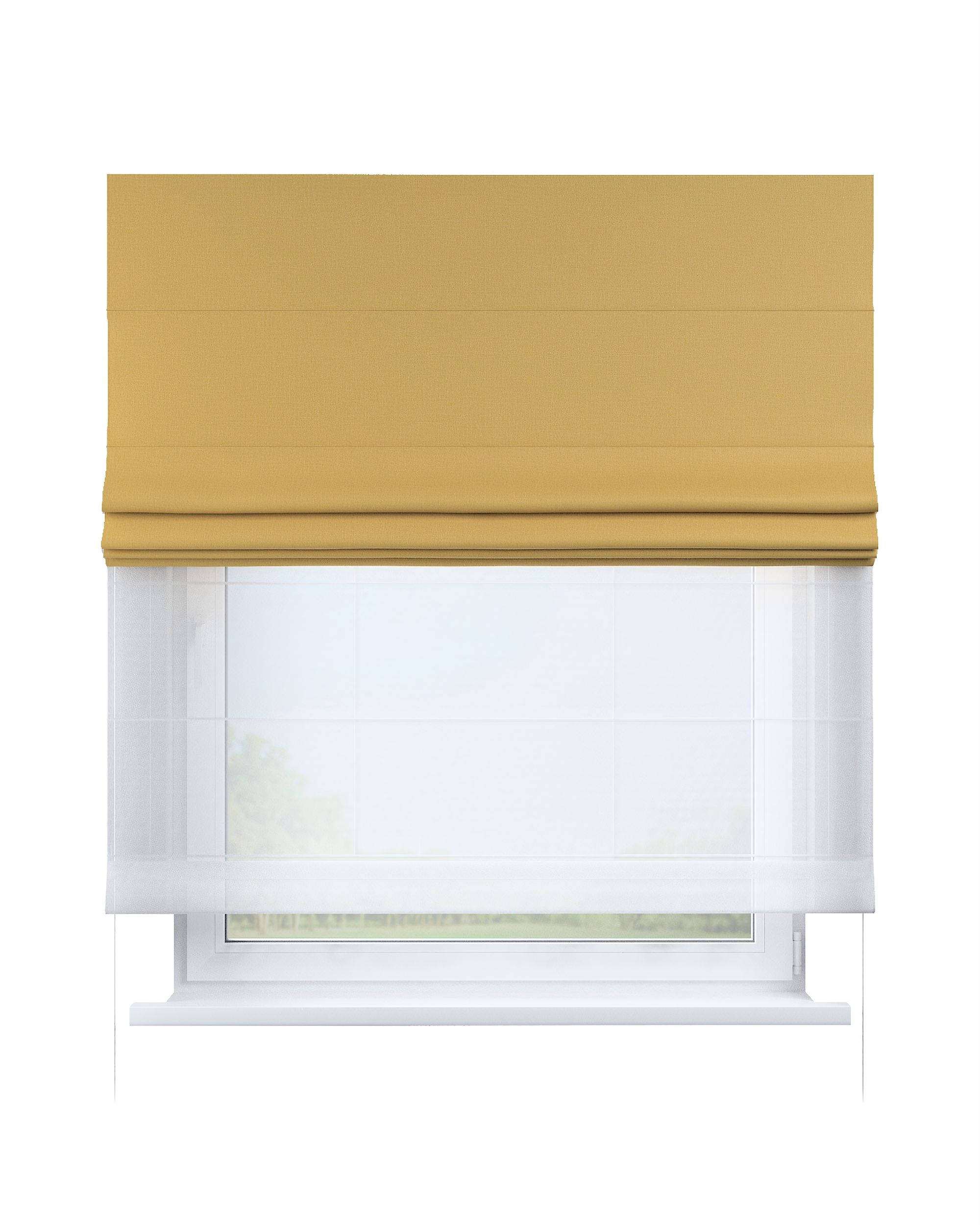 Vouwgordijn Duo kleur product geel stof met structuur, verduisterend