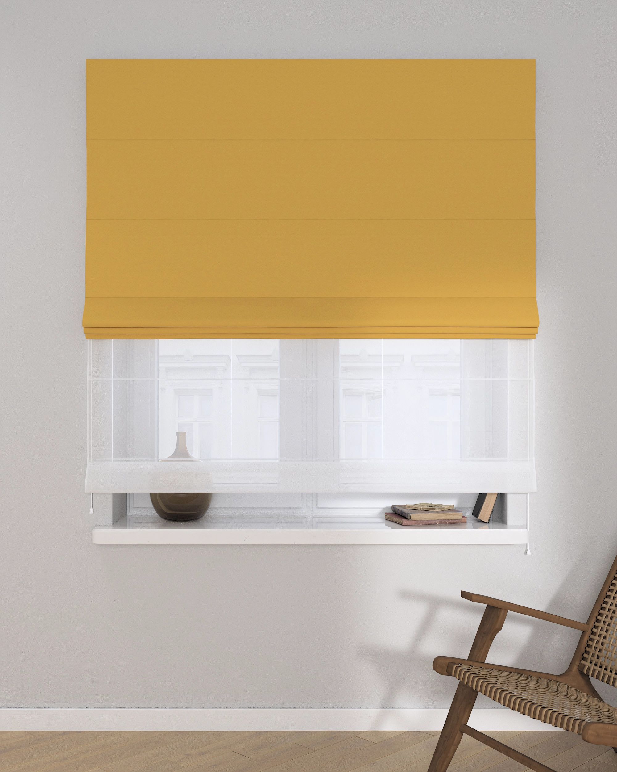 Vouwgordijn Duo kleur product geel stof met structuur, verduisterend (hover)