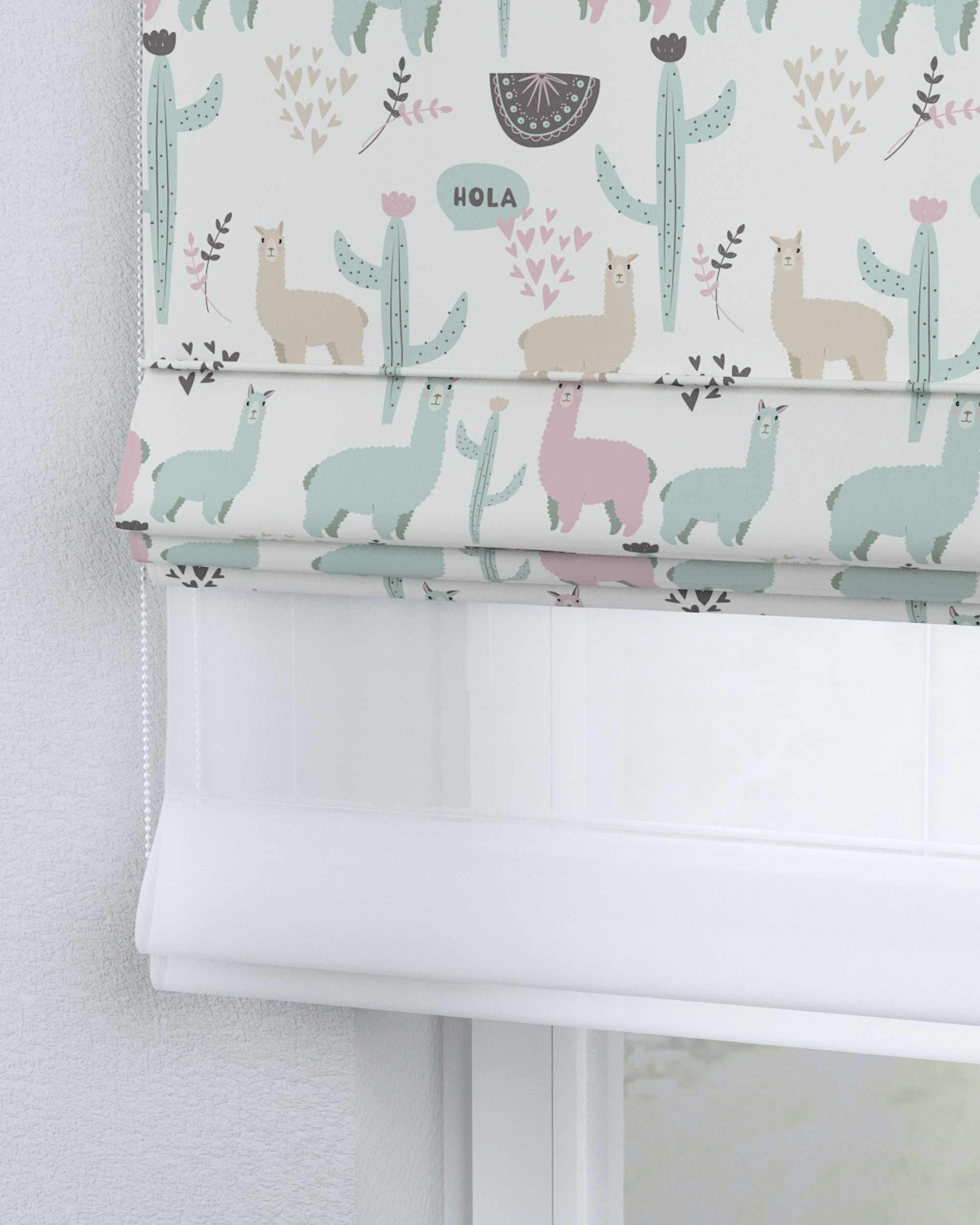 Vouwgordijn Duo kleur product groen stof met patroon (hover)