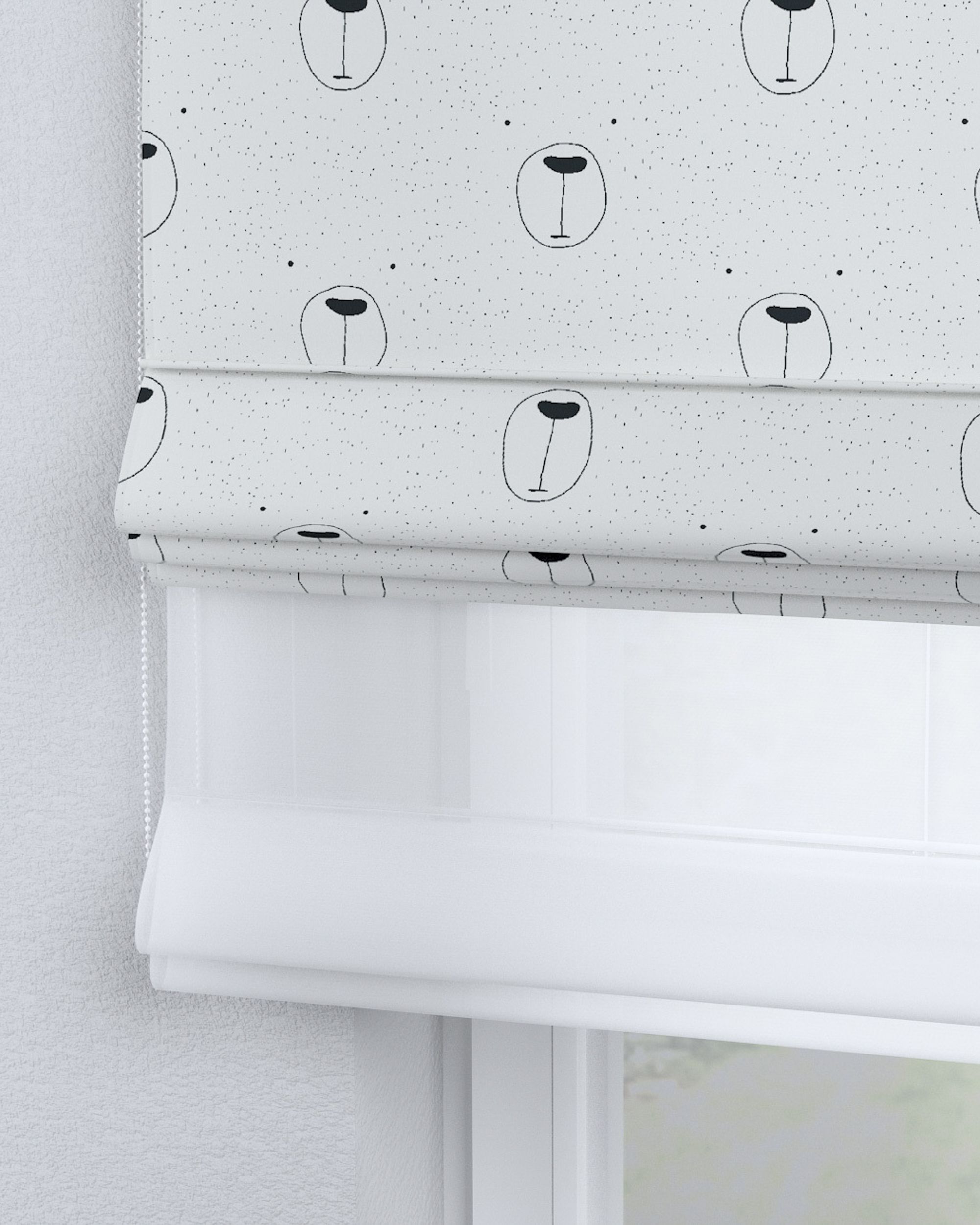 Vouwgordijn Duo kleur product wit stof met patroon (hover)