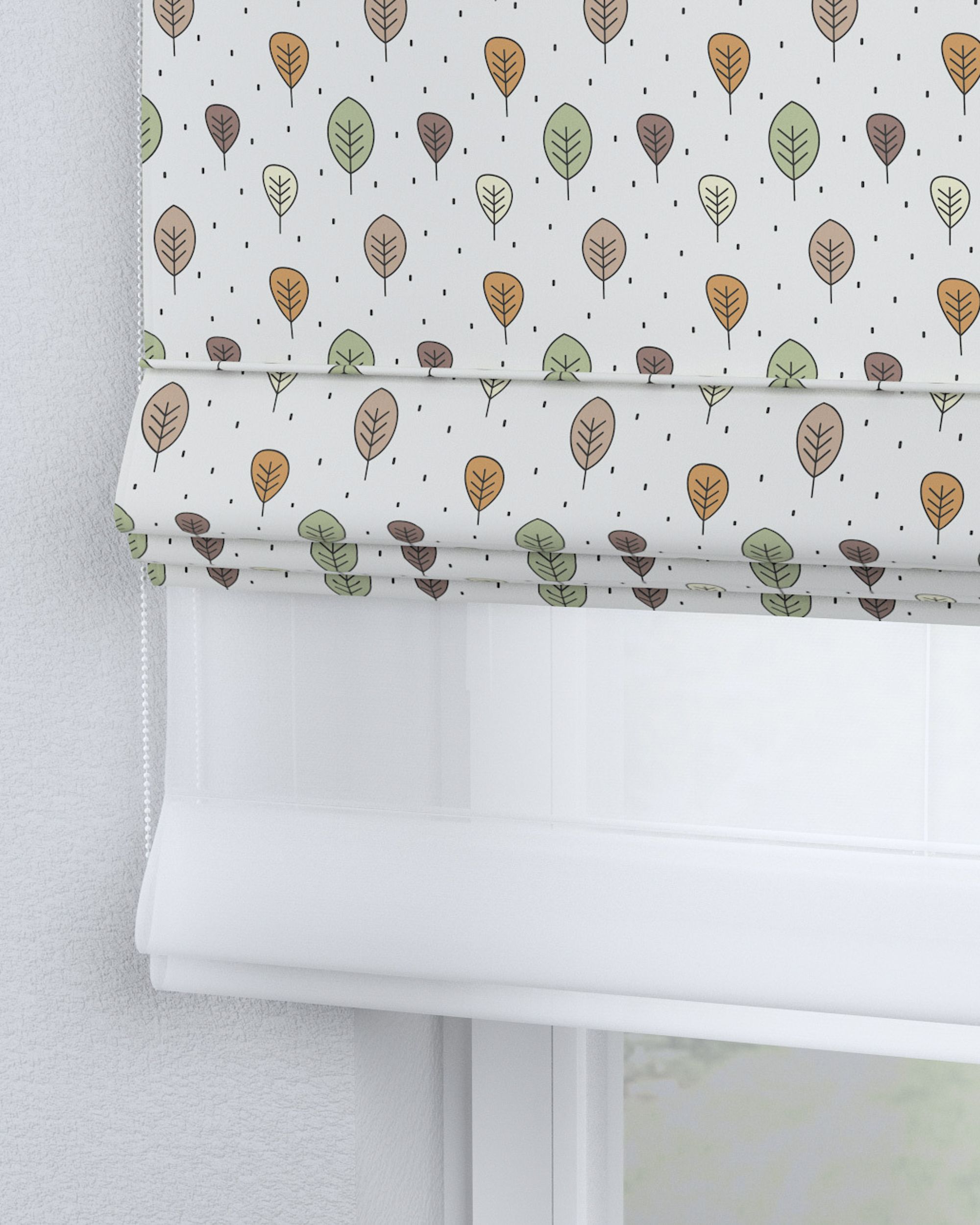 Vouwgordijn Duo kleur product bruin stof met patroon (hover)