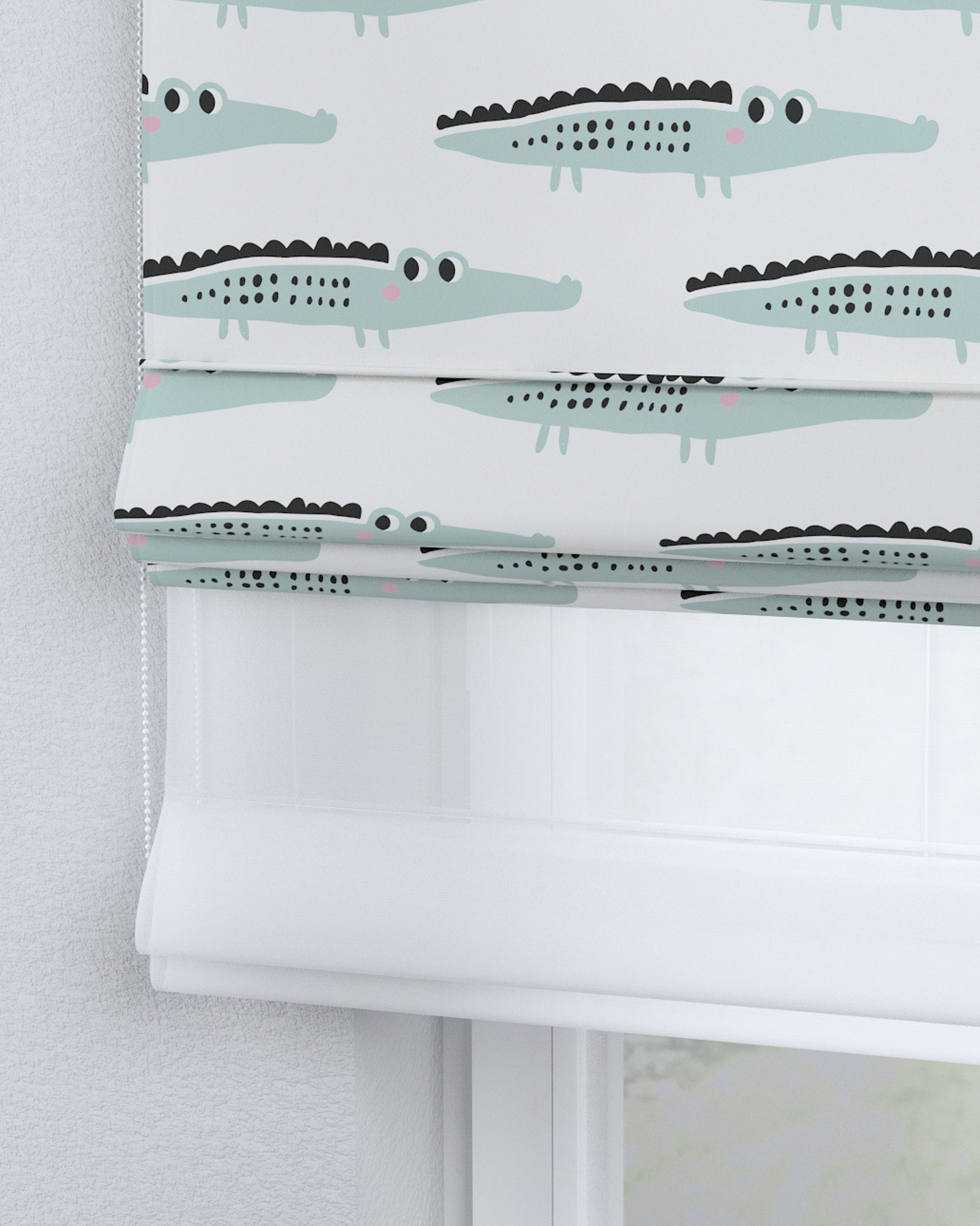 Vouwgordijn Duo kleur product groen stof met patroon (hover)