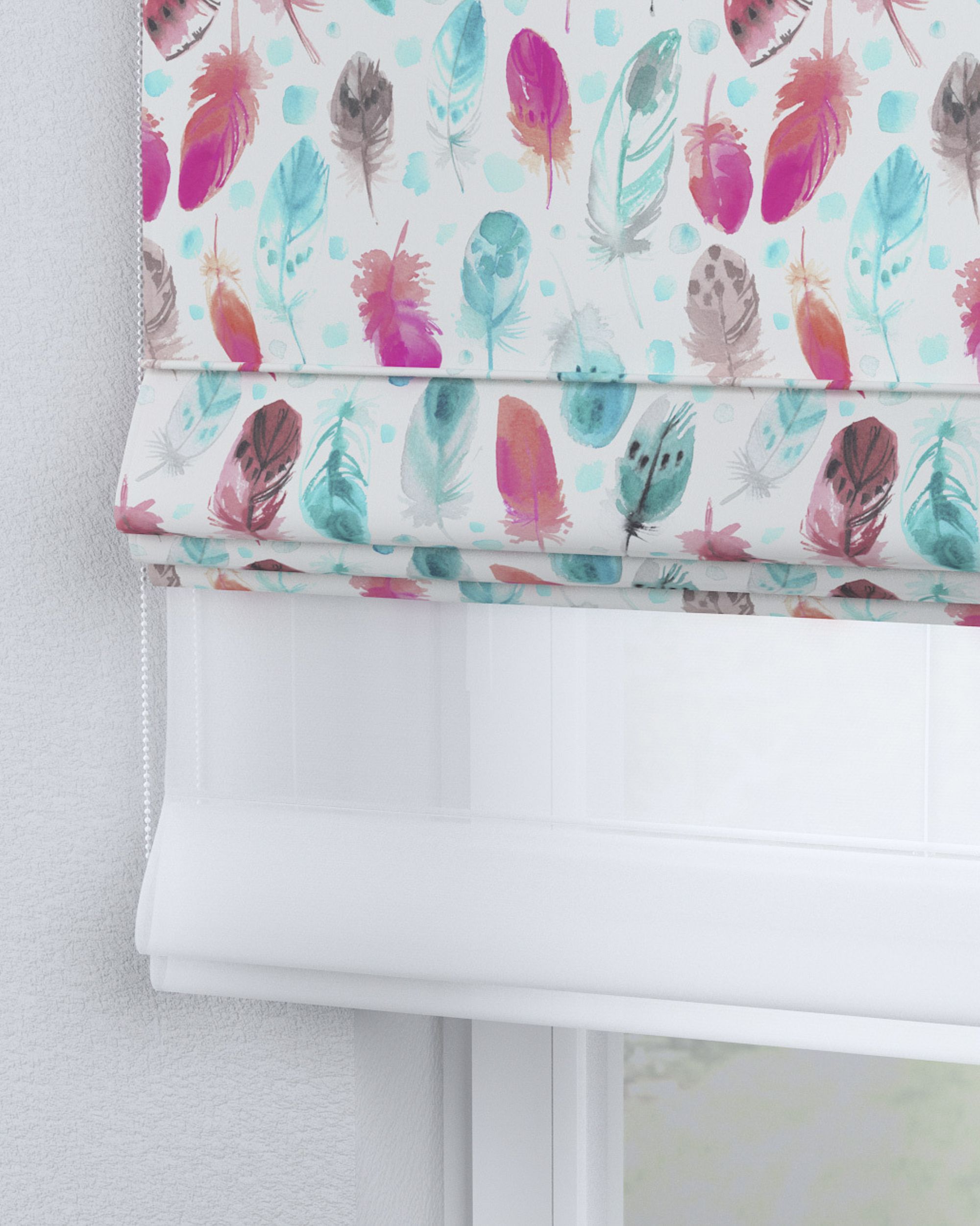 Vouwgordijn Duo kleur product blauw stof met patroon (hover)