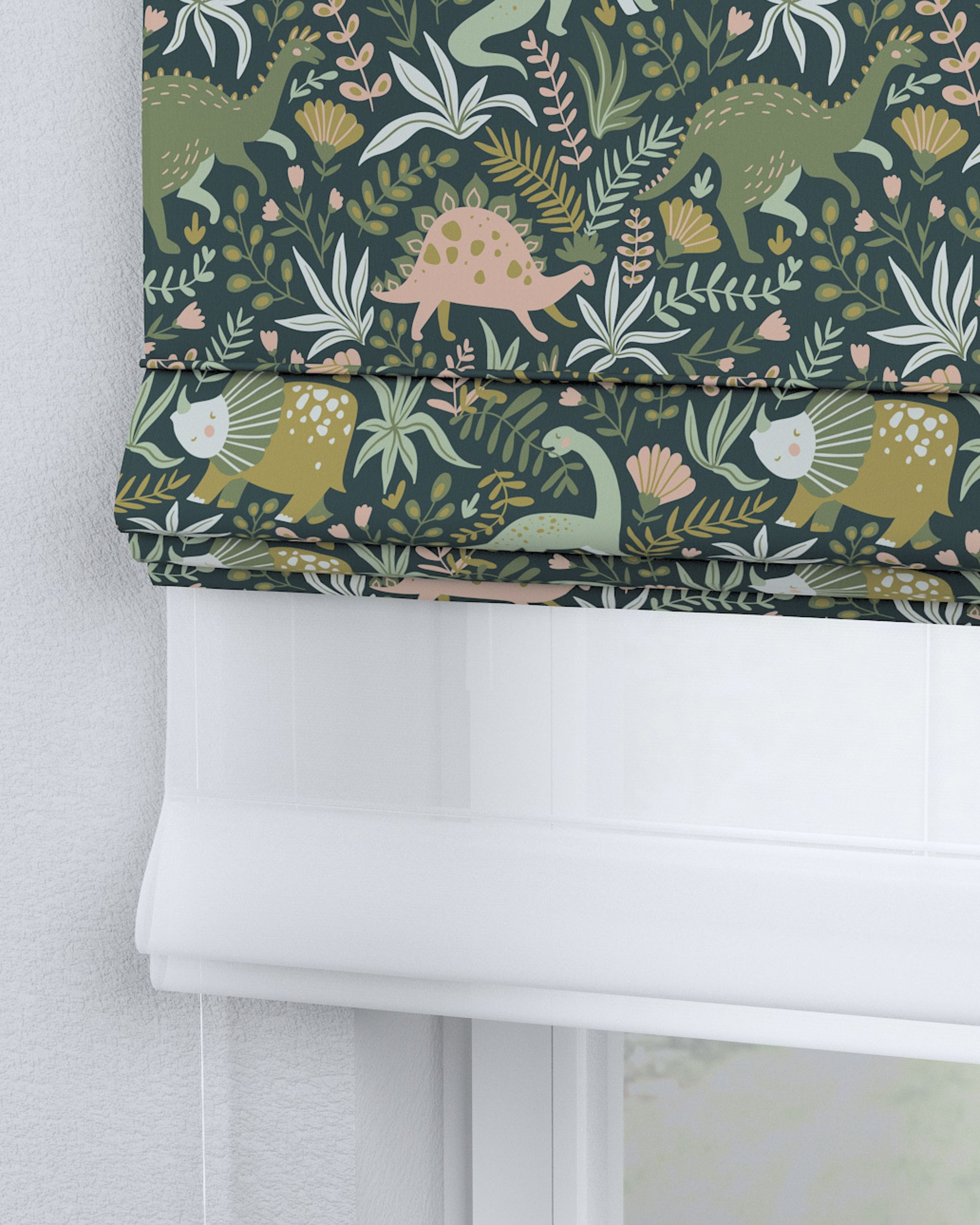 Vouwgordijn Duo kleur product groen stof met patroon (hover)