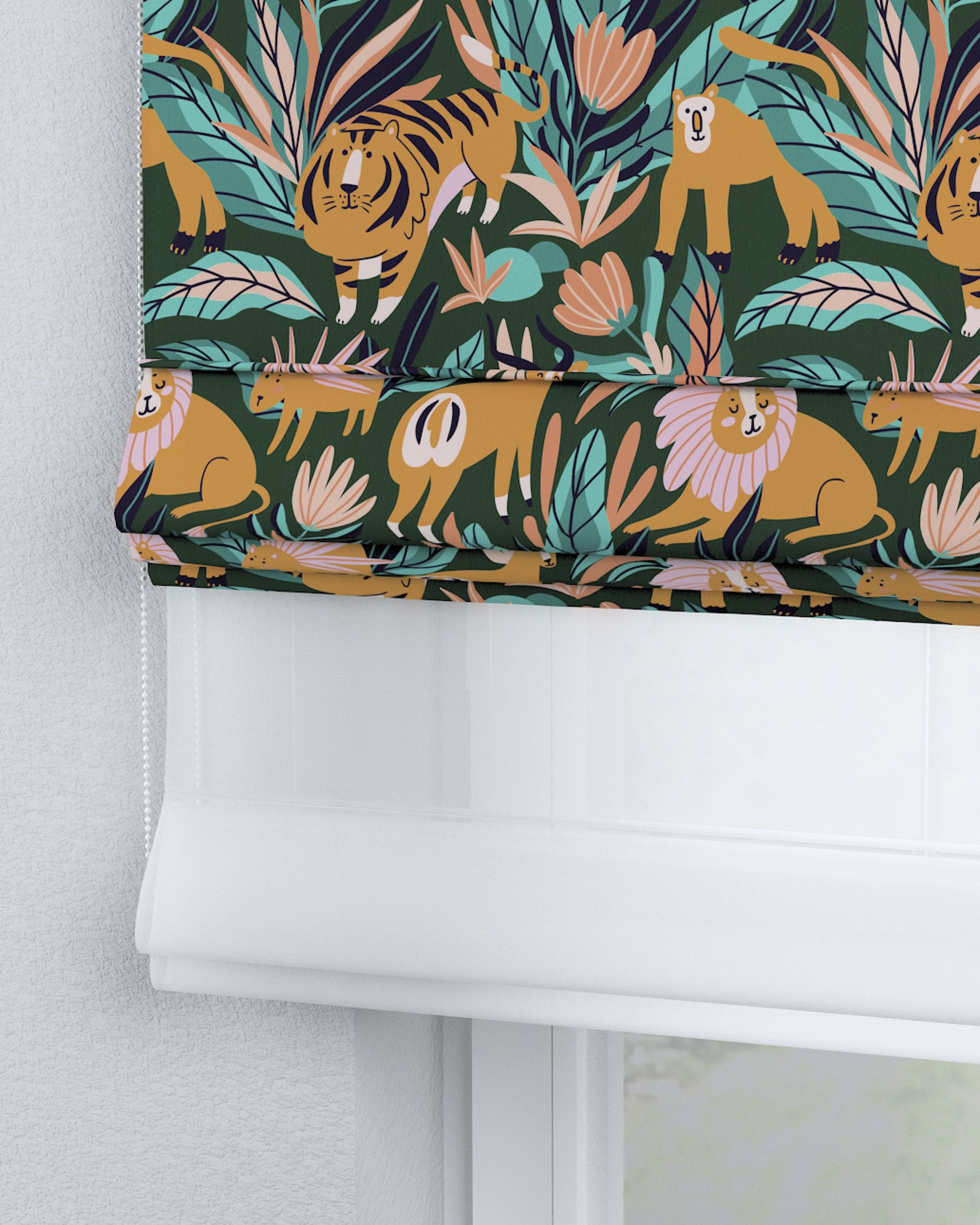 Vouwgordijn Duo kleur product oranje stof met patroon (hover)