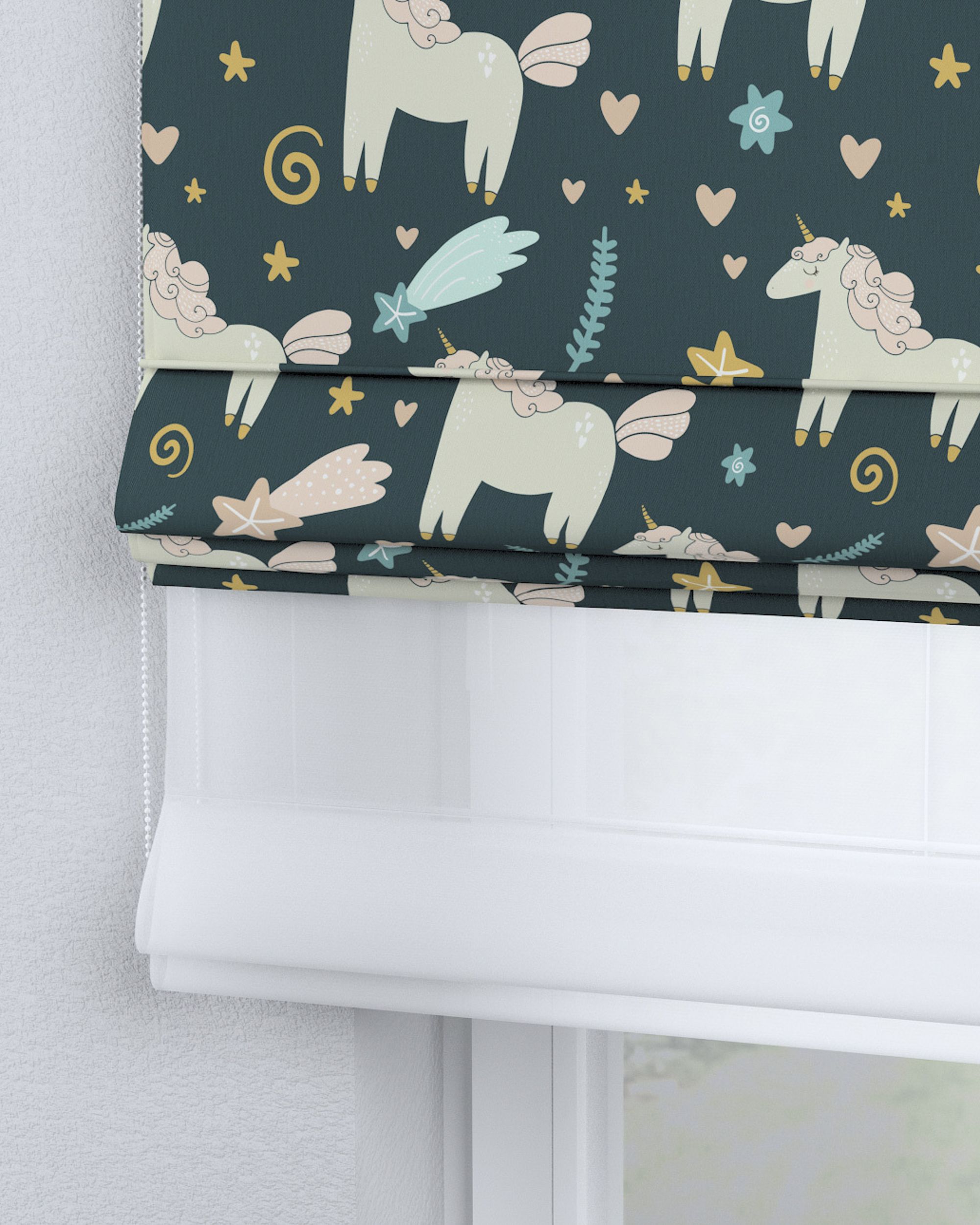 Vouwgordijn Duo kleur product bruin stof met patroon (hover)
