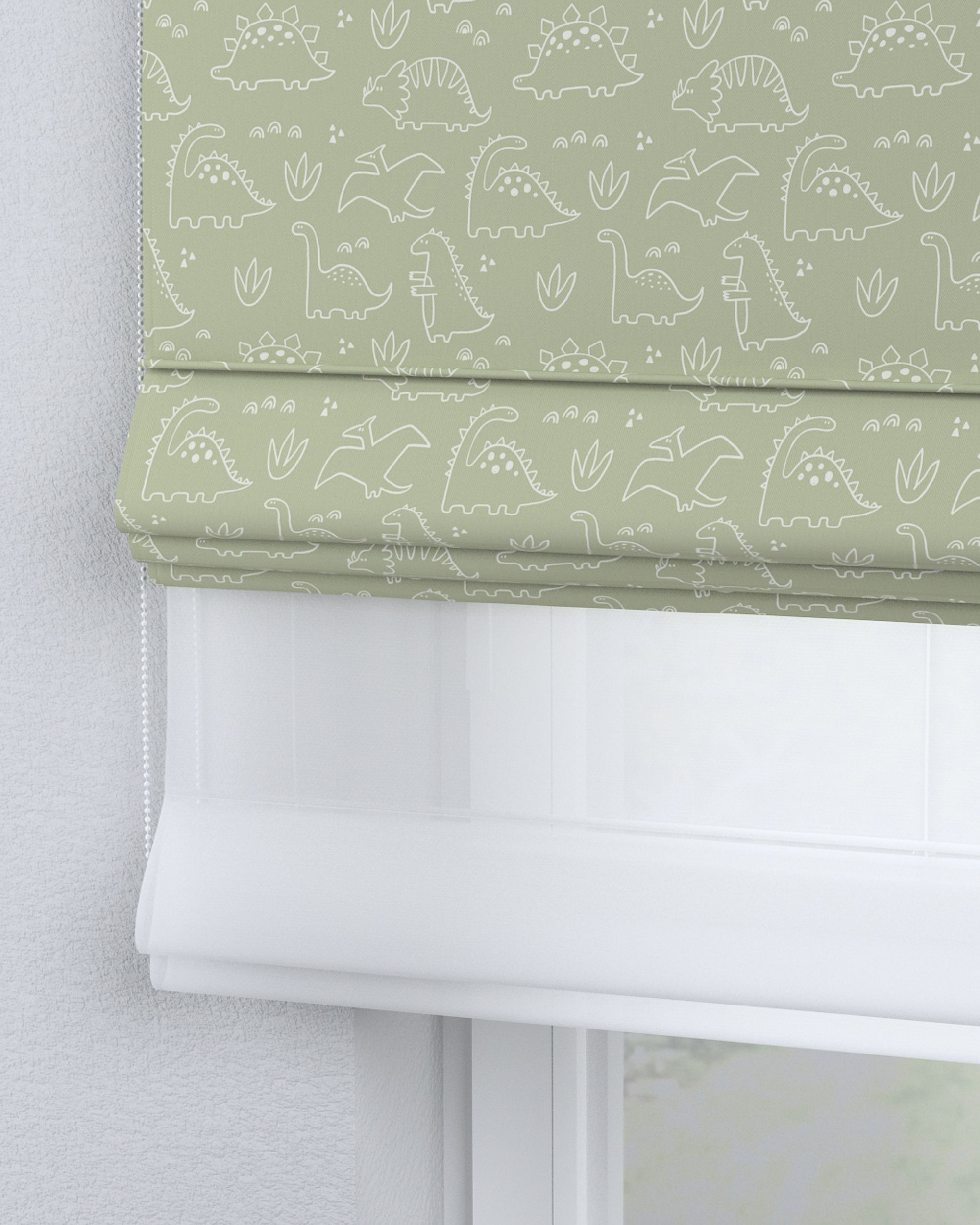 Vouwgordijn Duo kleur product groen stof met patroon (hover)