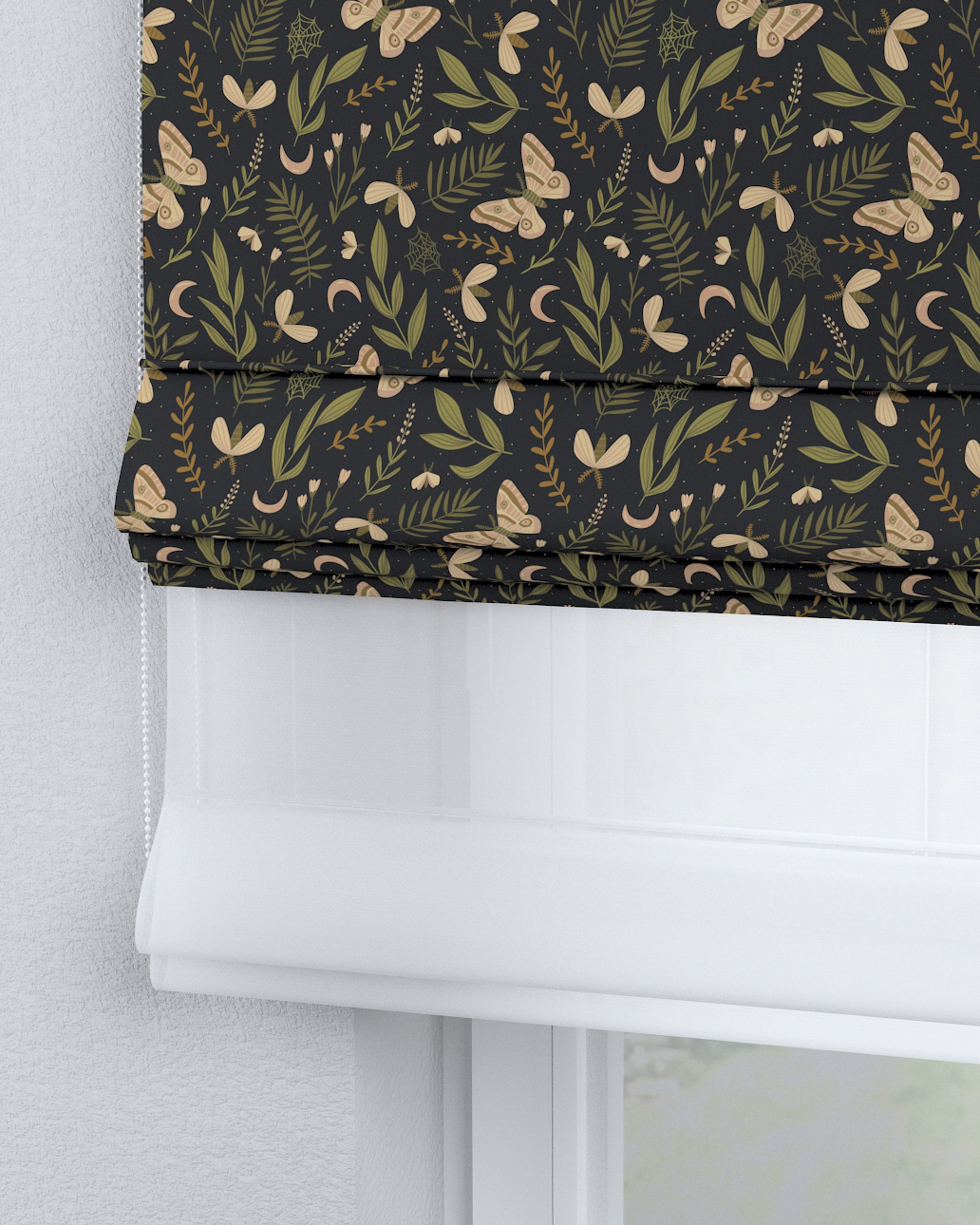 Vouwgordijn Duo kleur product zwart stof met patroon (hover)