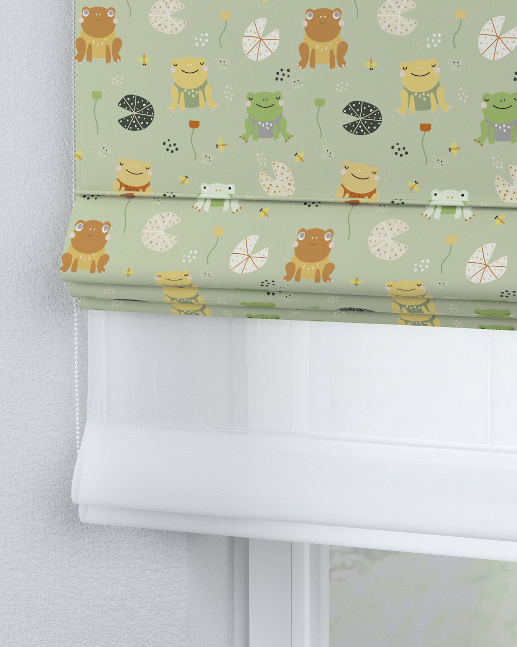 Vouwgordijn Duo kleur product groen stof met patroon (hover)