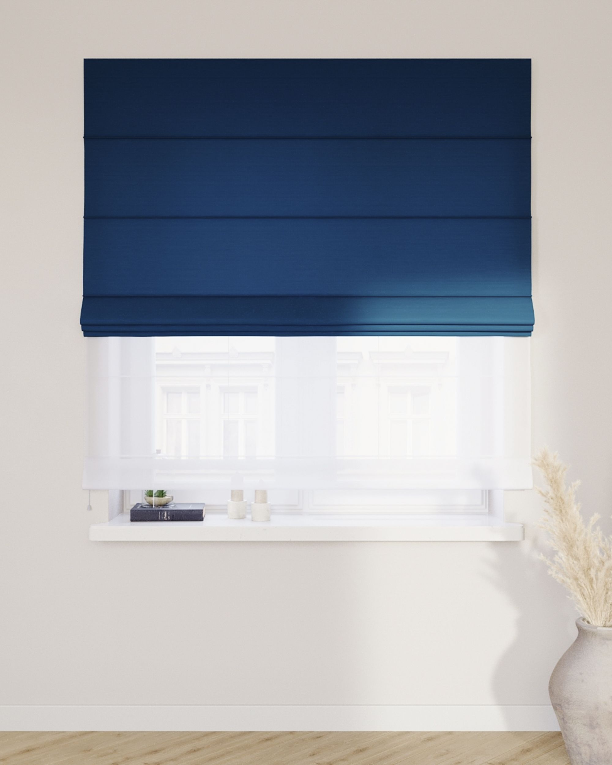 Vouwgordijn Duo kleur product donkerblauw (hover)