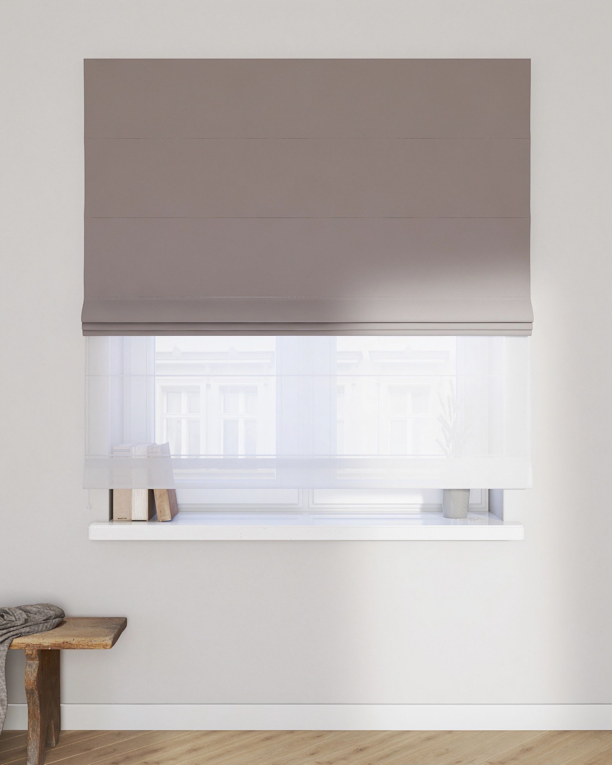Vouwgordijn Duo kleur product grijs stof glanzend, fluweel (hover)