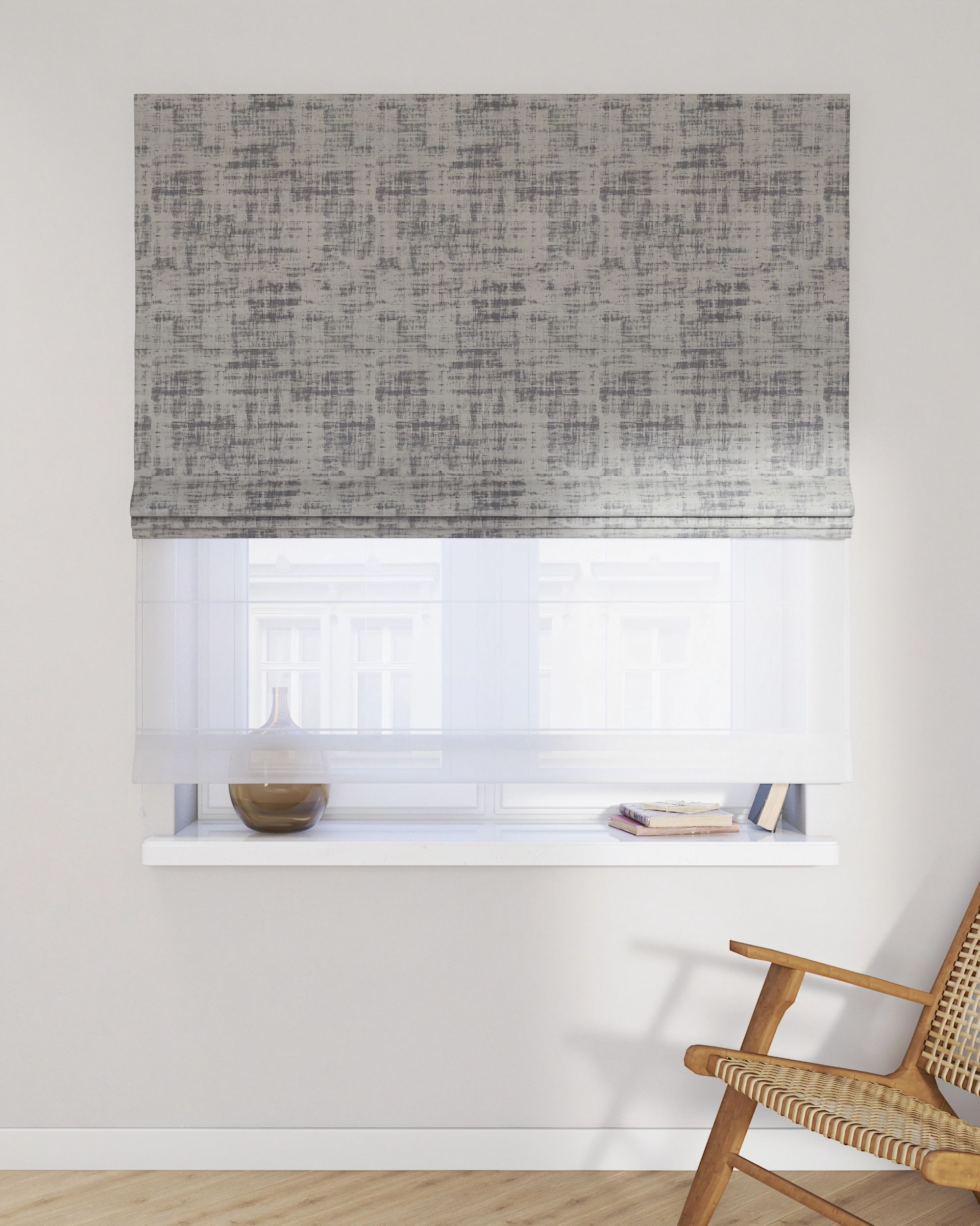 Vouwgordijn Duo kleur product grijs stof glanzend, fluweel (hover)