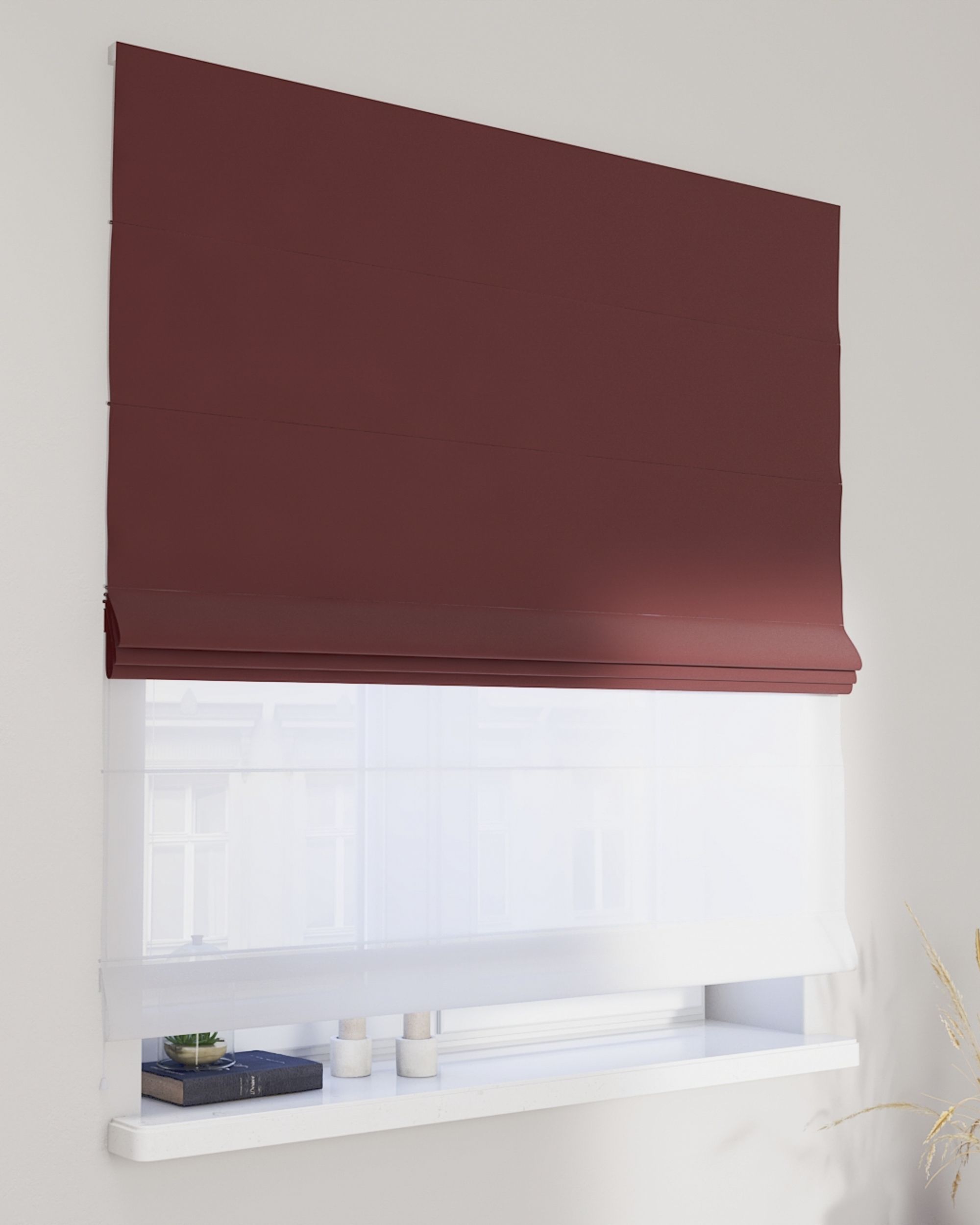 Vouwgordijn Duo kleur product rood stof glanzend, fluweel