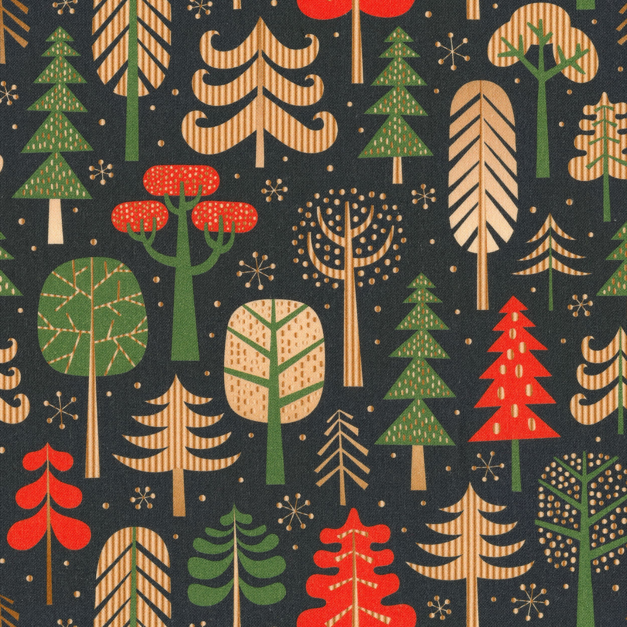 Christmas 629-48 kolorwe drzewa na granatowym tle