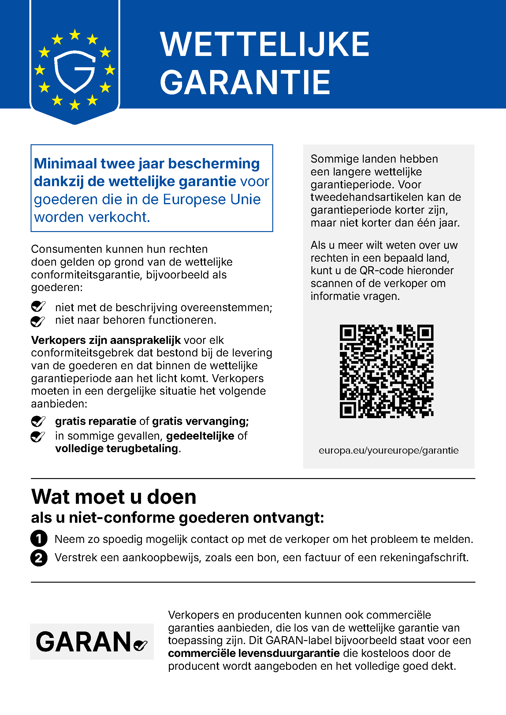 Je rechten op grond van de wettelijke garantie
